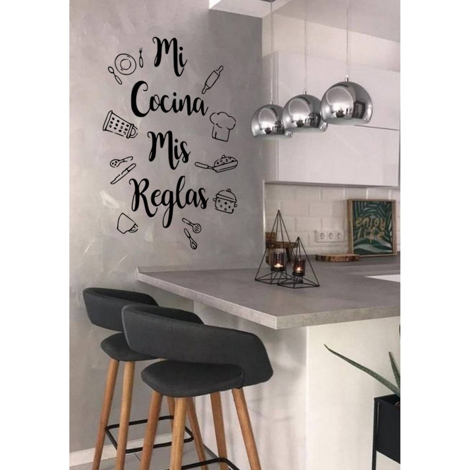 Vinil Decorativo P/ Pared Frases Letras Mi Cocina Mis Reglas