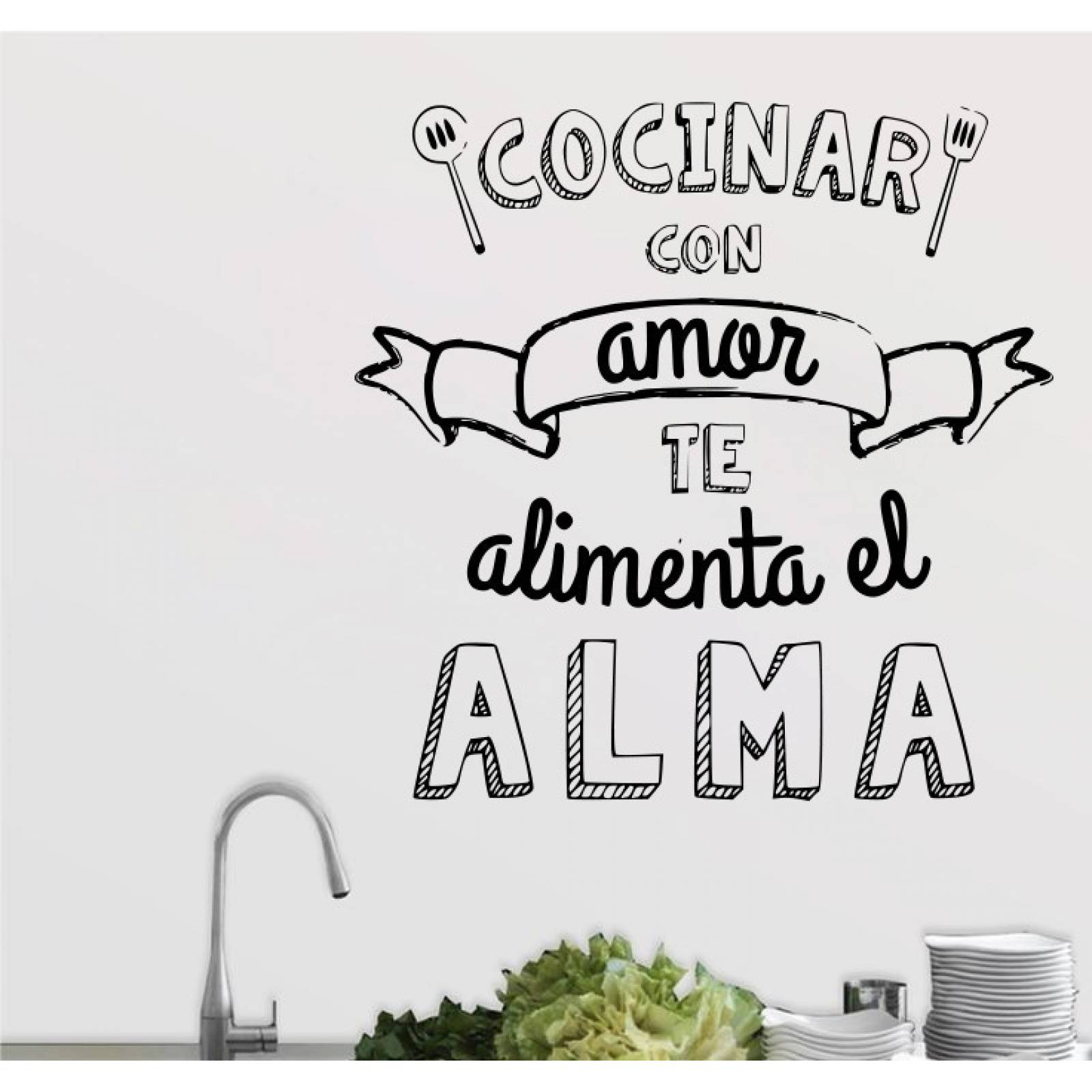 Vinil Decorativo P/ Cocina Frases Cocinar Con Amor Te Amor