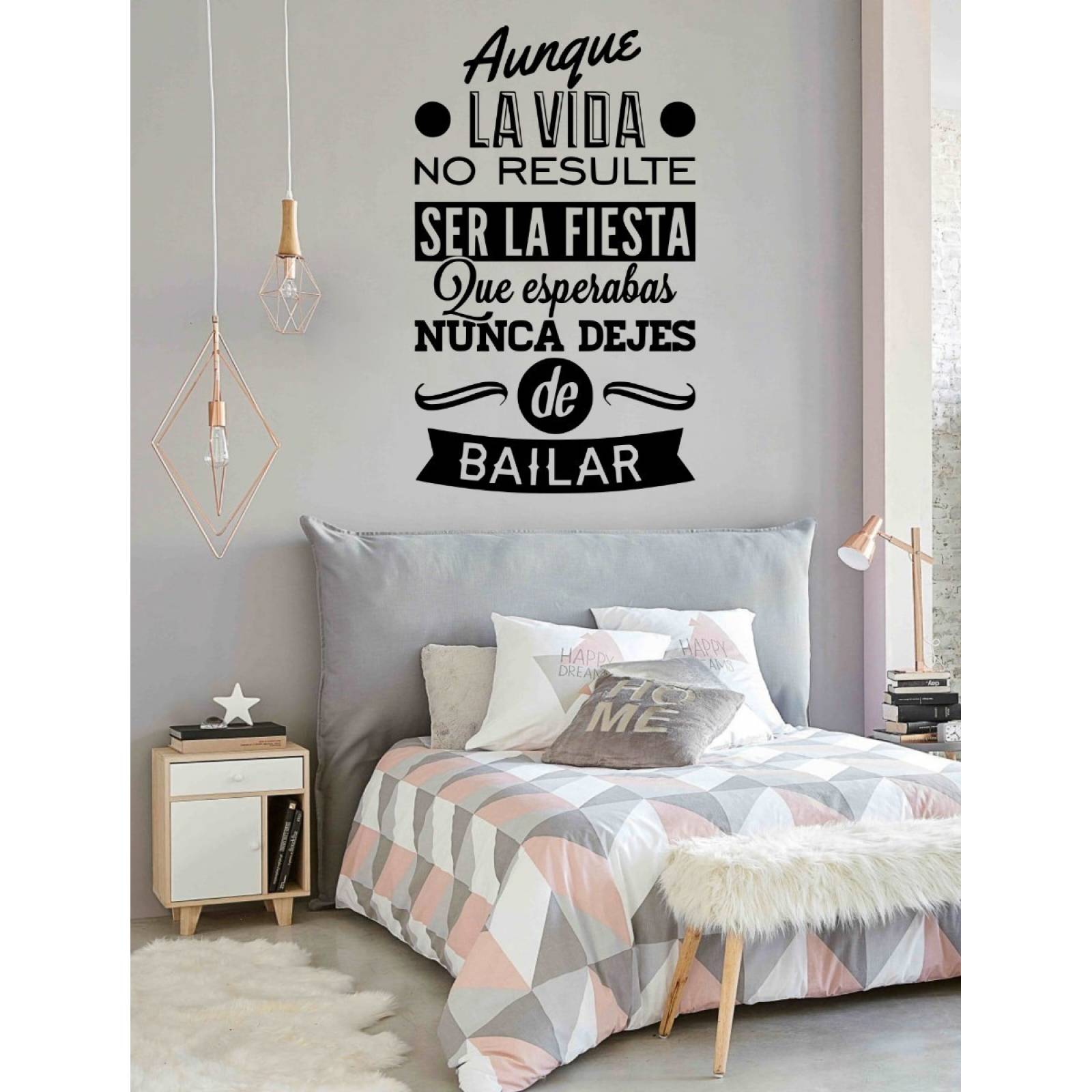 Vinilo Frase Aunque La Vida.. Decoracion Pared 1m.x60cm