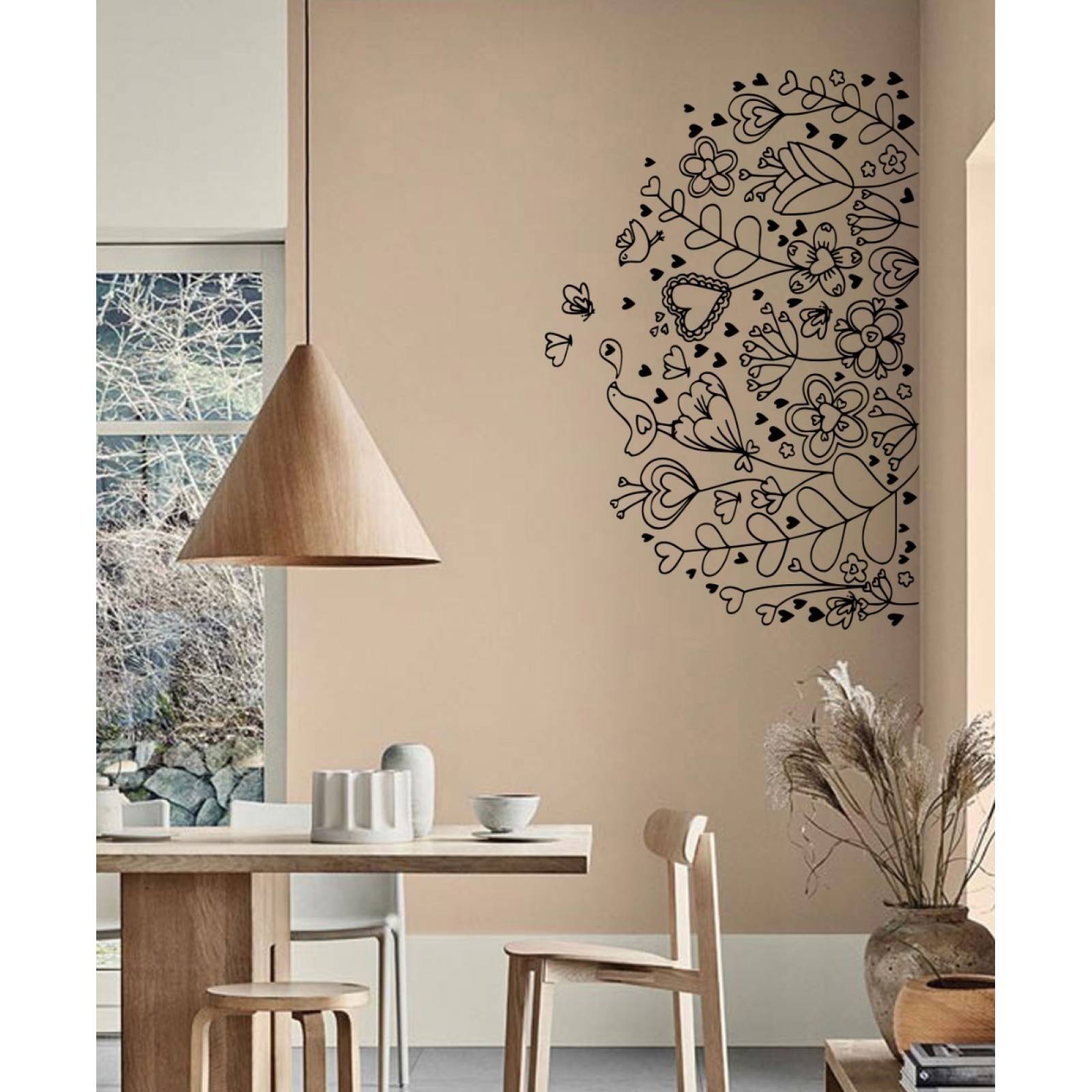 Vinil Decorativo Para Pared Dibujo Artístico De Flores