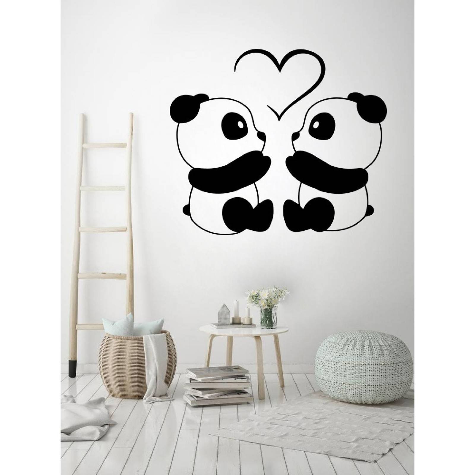 Vinilos Decorativos Vinilo Pared Silueta Panda Love