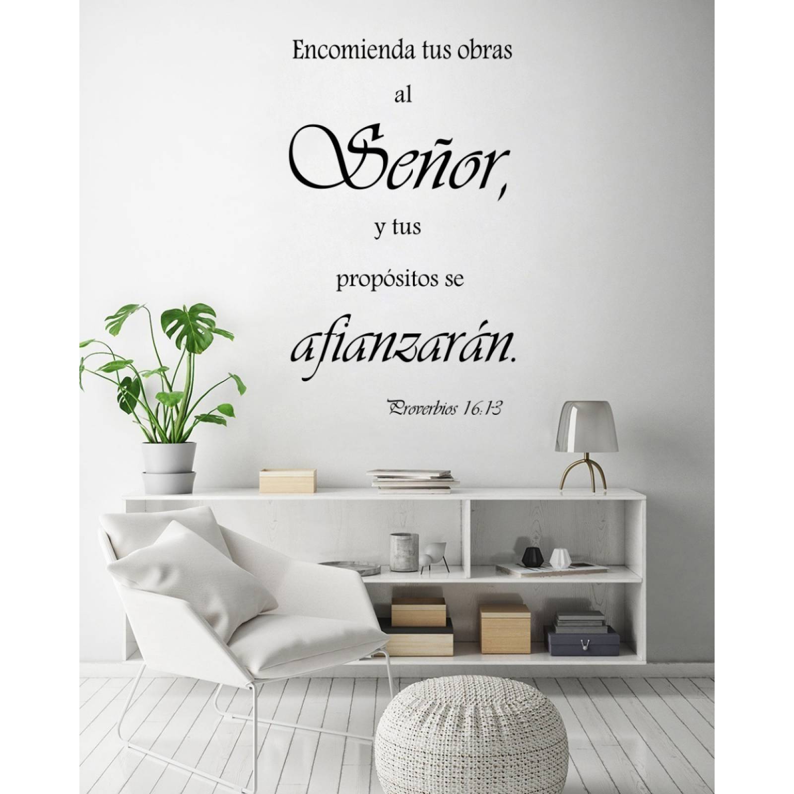Vinil Decorativo Para Pared Cita Biblica Proverbios 16:1-3