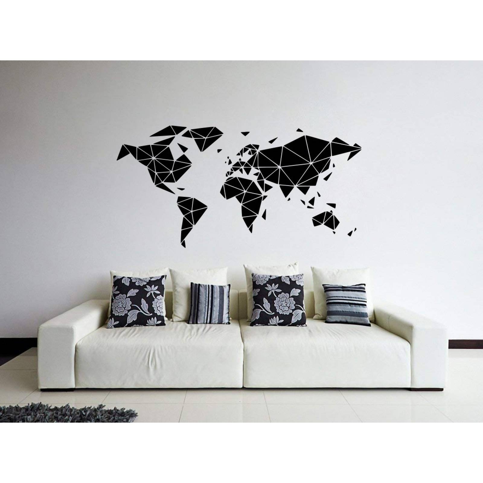 Viniles Decorativos Vinil P/ Pared Mapa Del Mundo Geometrico