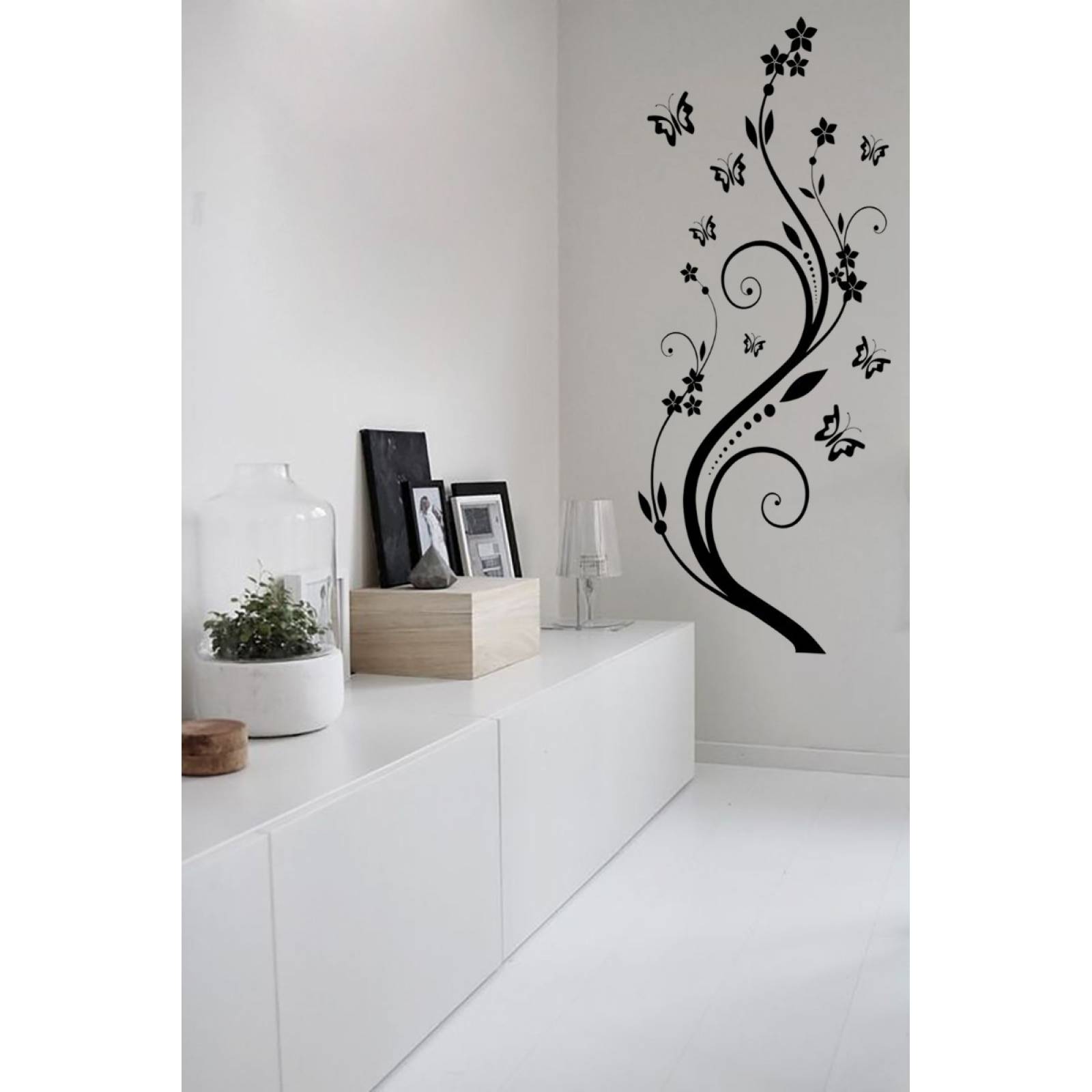 Viniles Para Decoracion Pared Silueta Liana Flores Mariposa