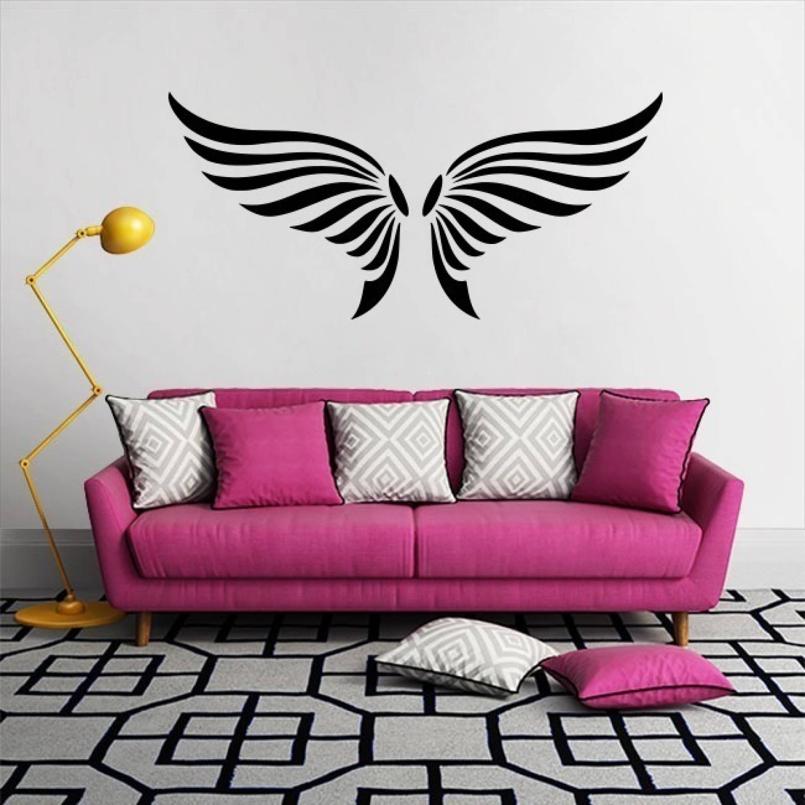 Vinilos Decorativos Vinil Pared Silueta Alas Franjas Negras