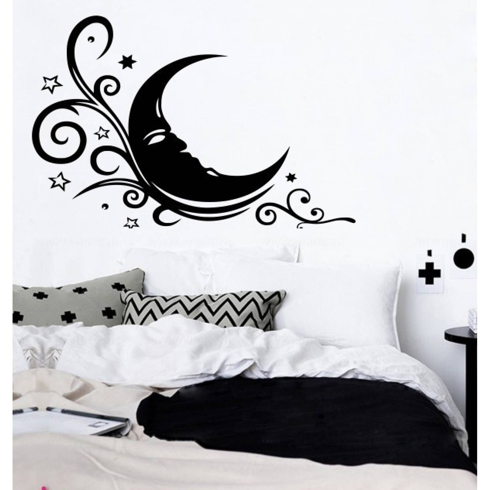 Vinilos Decorativos Vinil Pared Silueta Luna Con Estrellas