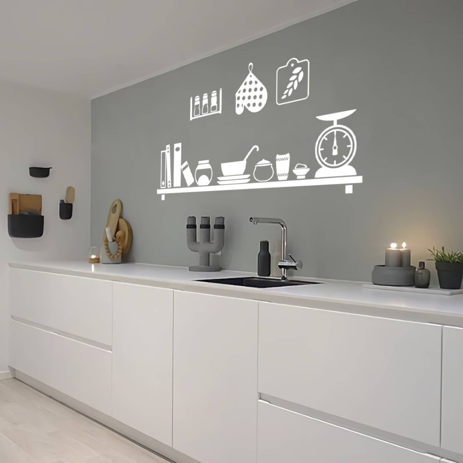 Vinil Decorativo Pared Blanco Palabras De Cocina Y Comedor