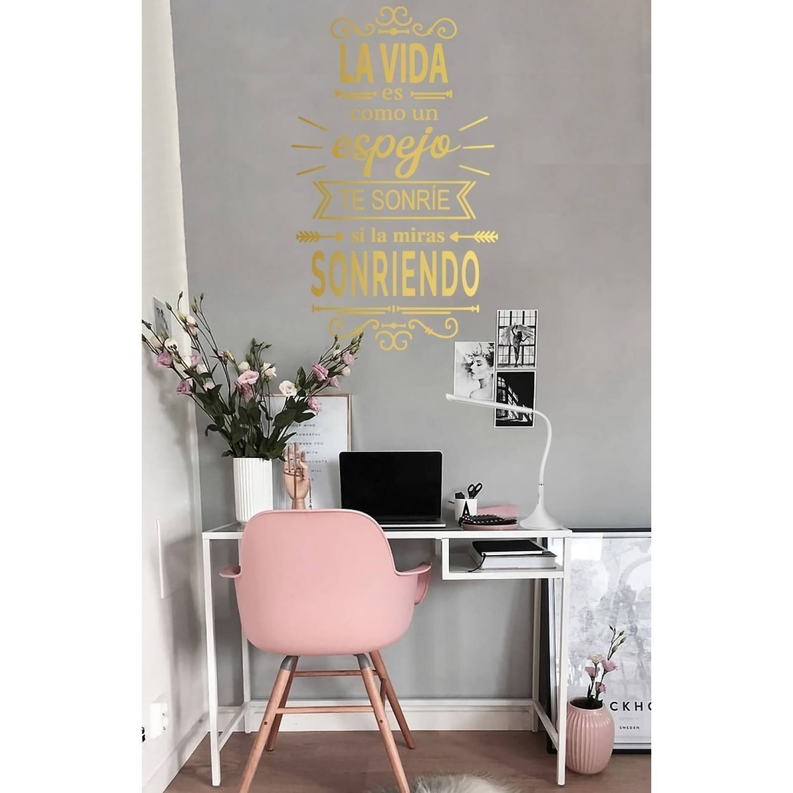 Vinil Decorativo Para Pared Frases Letras La Vida Es Espejo