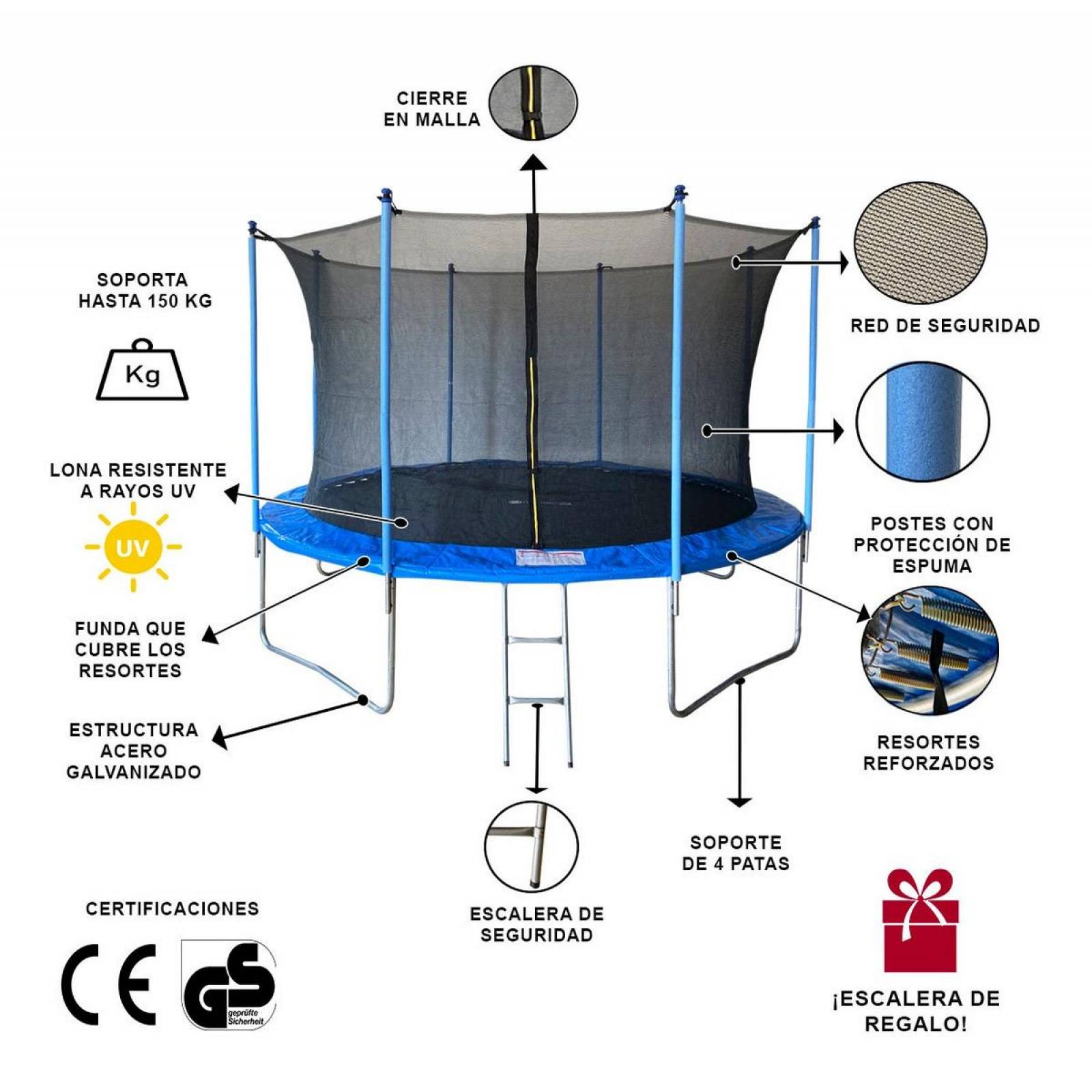 Trampolín Brincolín The Shop, 4.26m 14 Pies, Tombling Seguro 