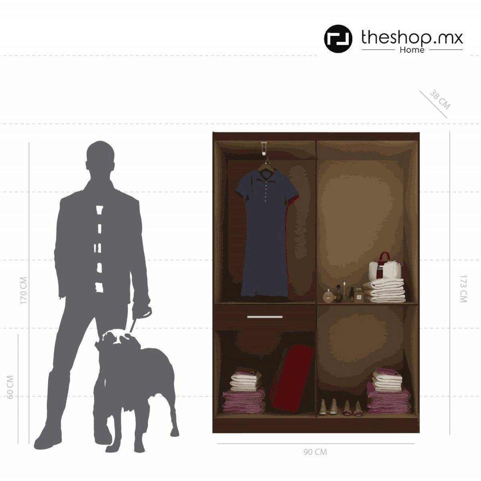 Ropero Clóset The Shop, 4 Puertas, 1 Cajón y Zapatera 