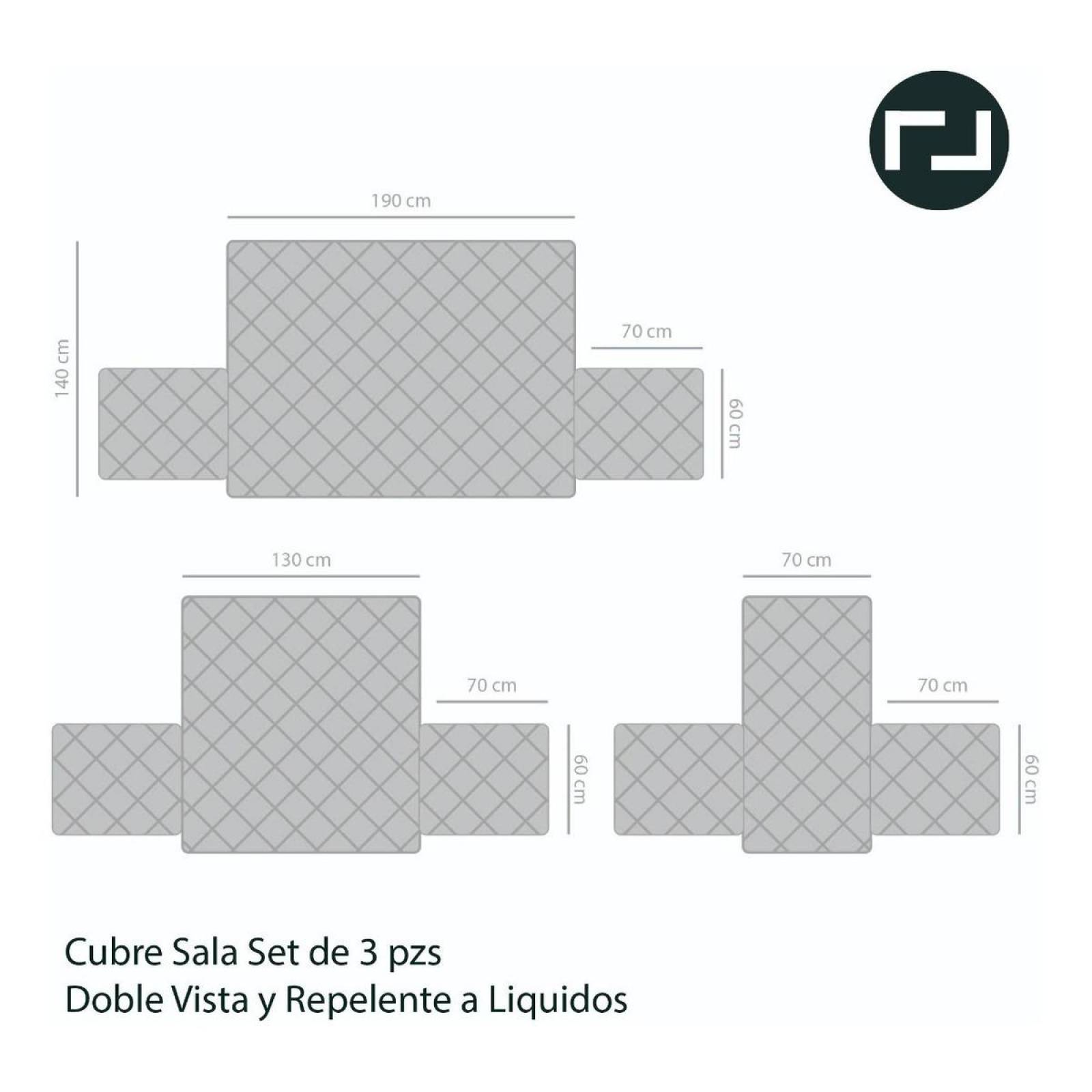 Cubre Sala The Shop, 3 Pack, Doble Vista, MarinoAqua Rosa y Gris Rosa Gris