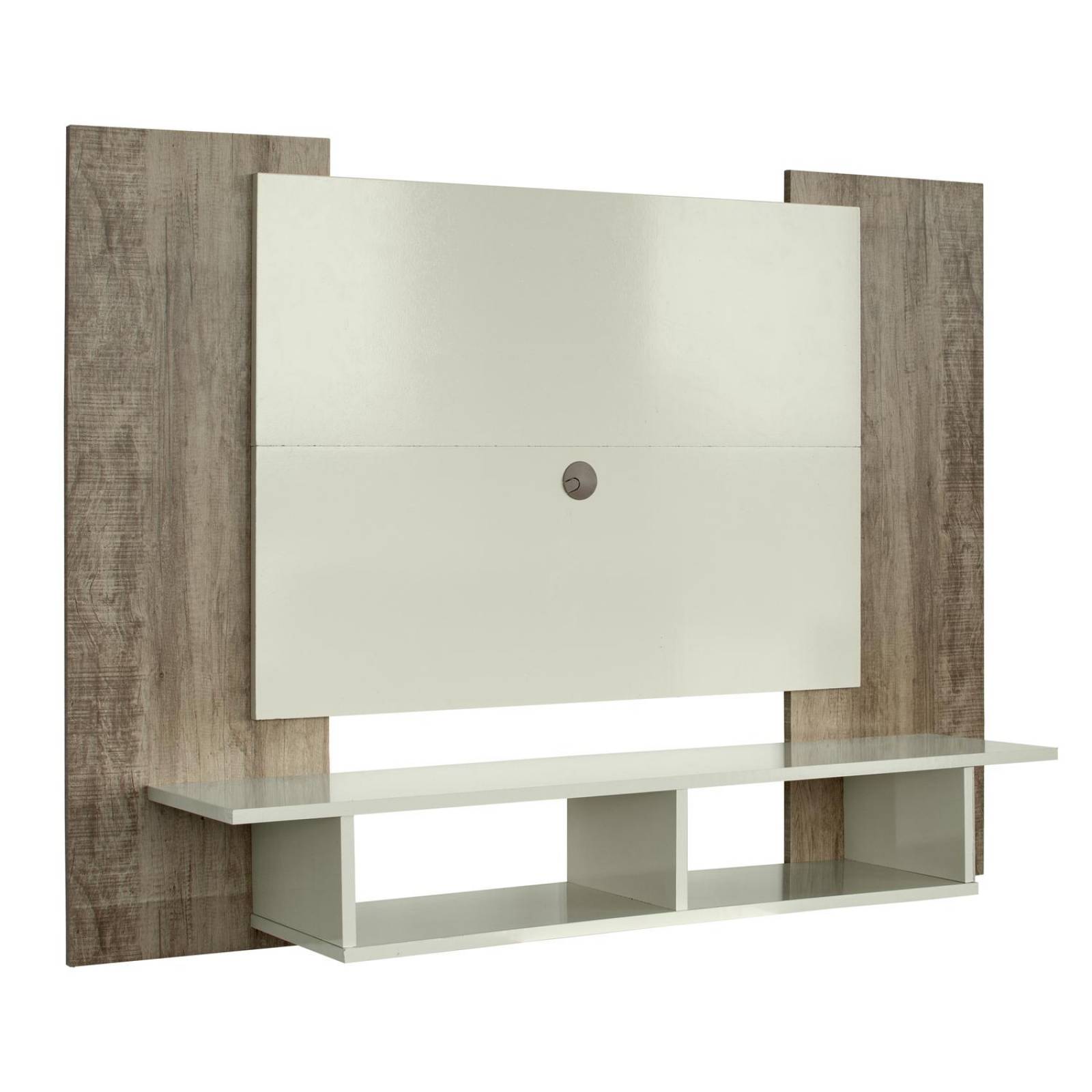 Panel Tv Centro Entretenimiento Moderno Con Repisas Beige