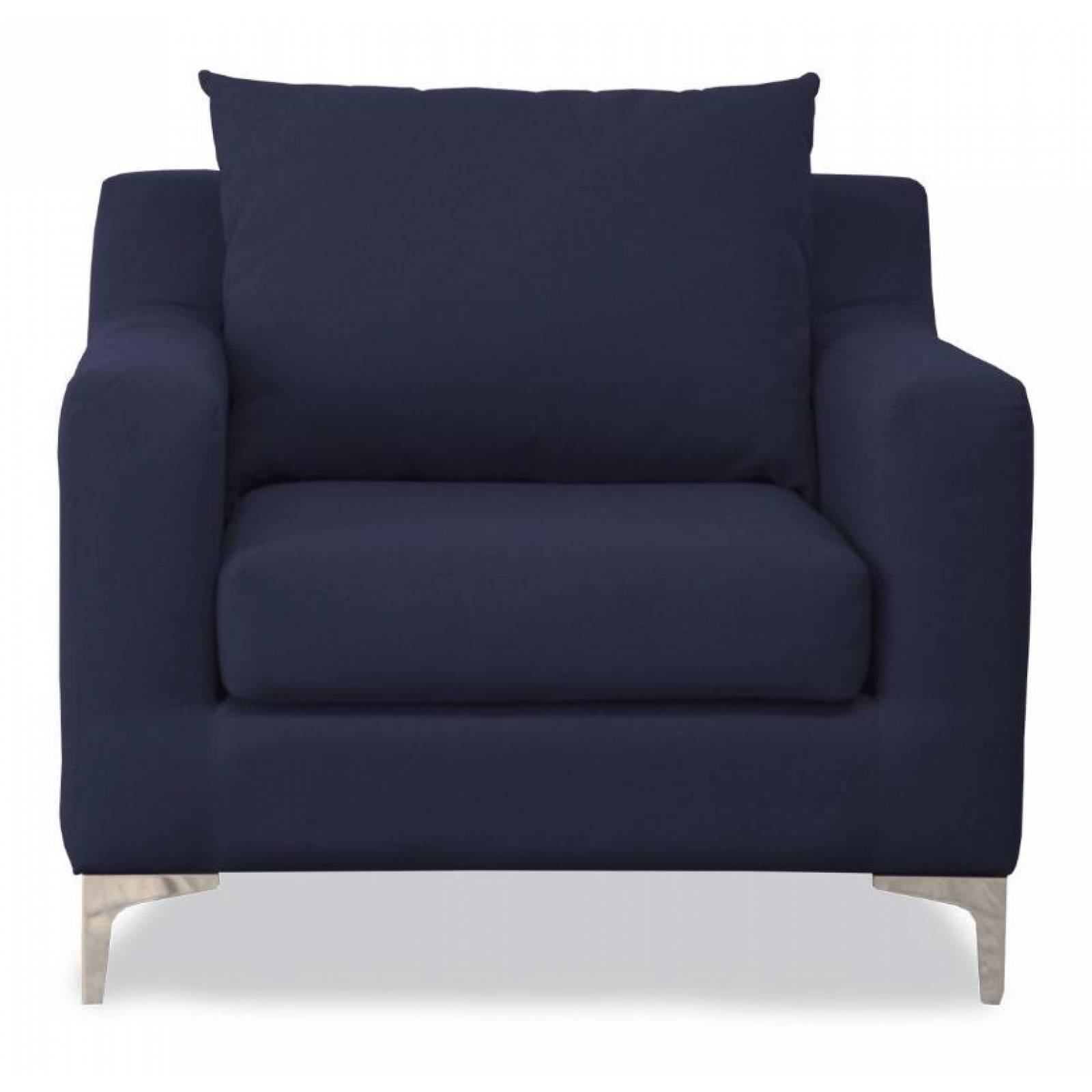 Sillón Derby SofaMatch, Tela Quantum, Patas Natural Blue