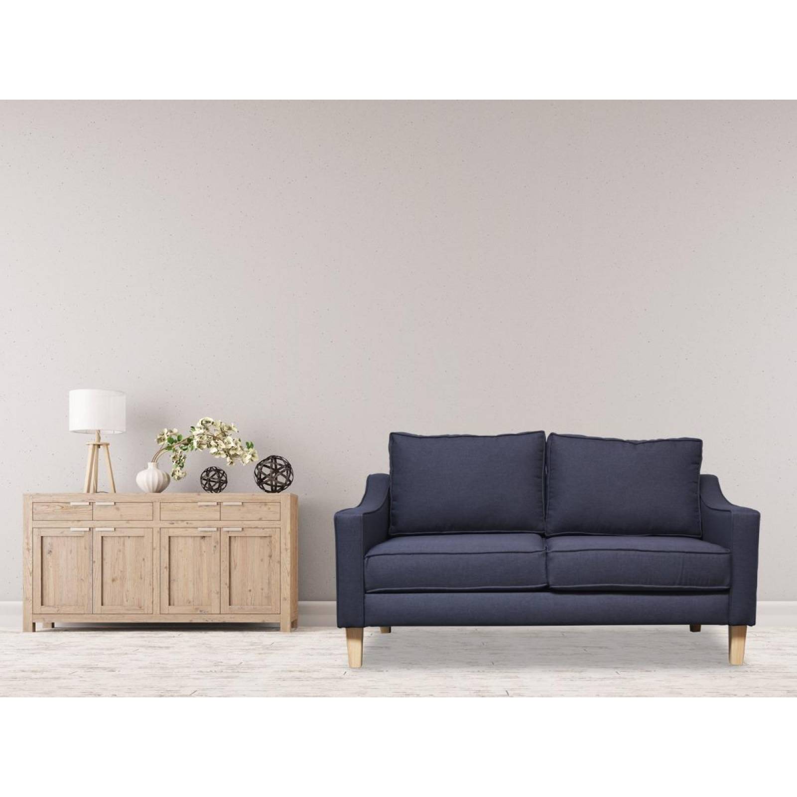 Love Seat Menken SofaMatch, Tela Quantum, Patas Natural Blue