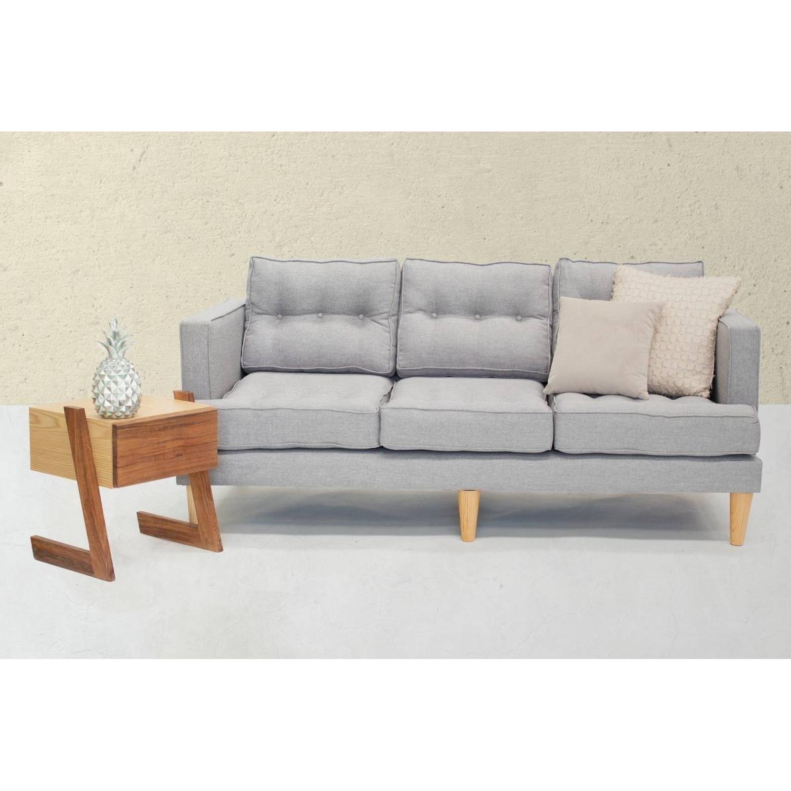 Sala Sofá Edmonton De Sofamatch Gris Tela Microfibra