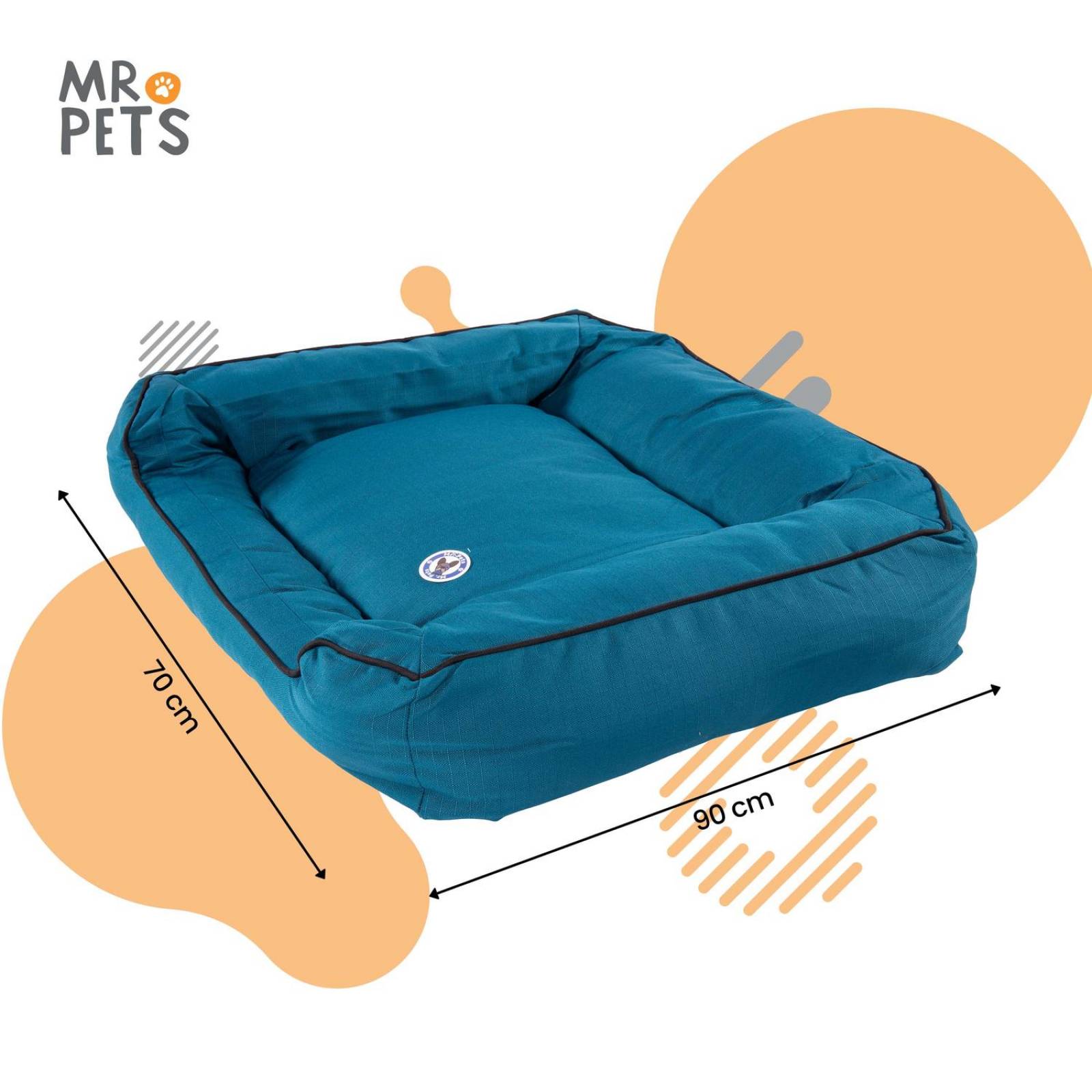 Cama para Perros Rectangular Mr. Pets, Ultra Suave Grande Azul