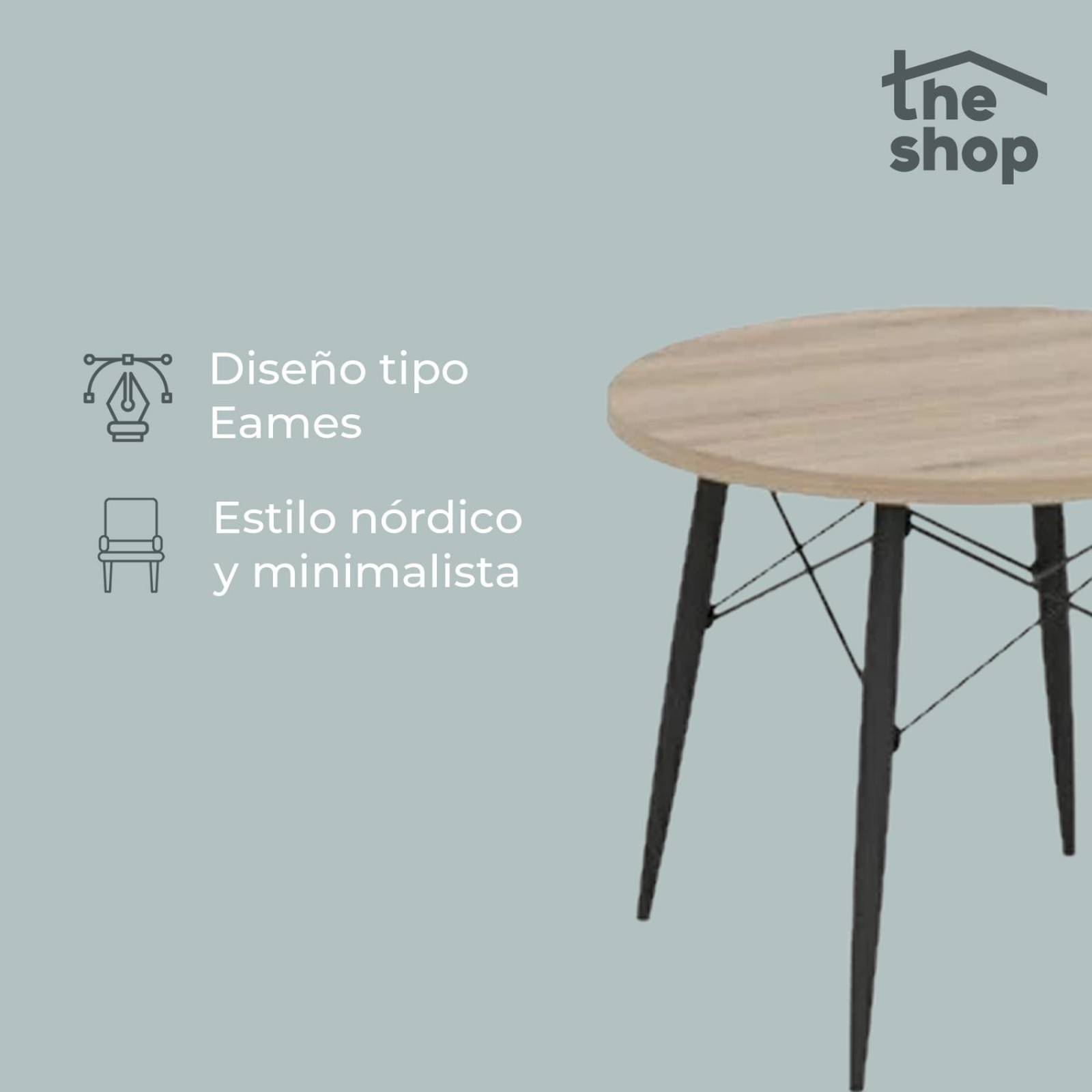 Mesa de Centro Circular The Shop, Mesa Auxiliar Tipo Eames Cafe claro Unitalla