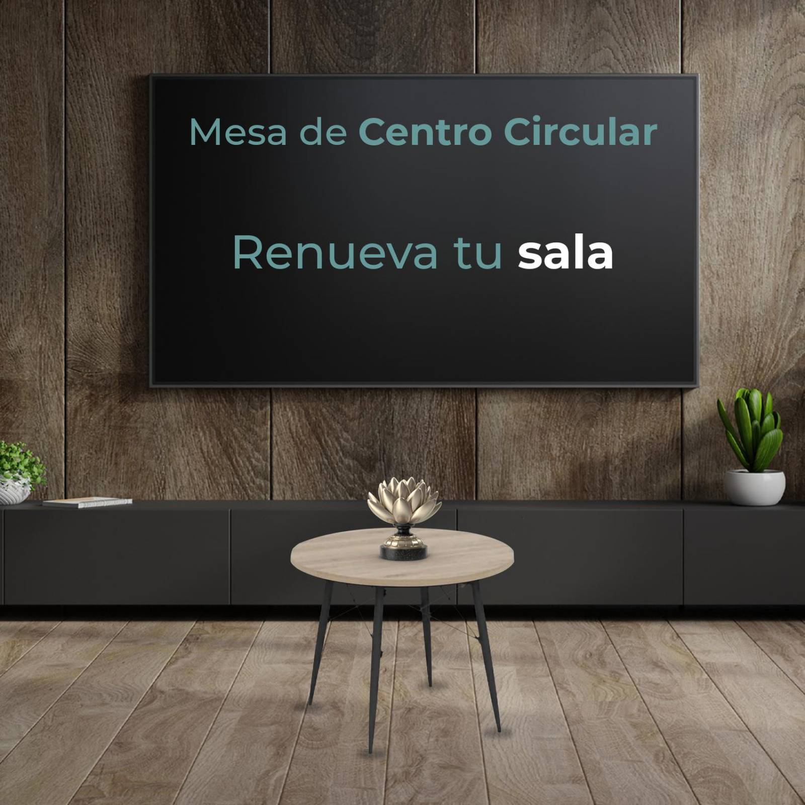 Mesa de Centro Circular The Shop, Mesa Auxiliar Tipo Eames Cafe claro Unitalla