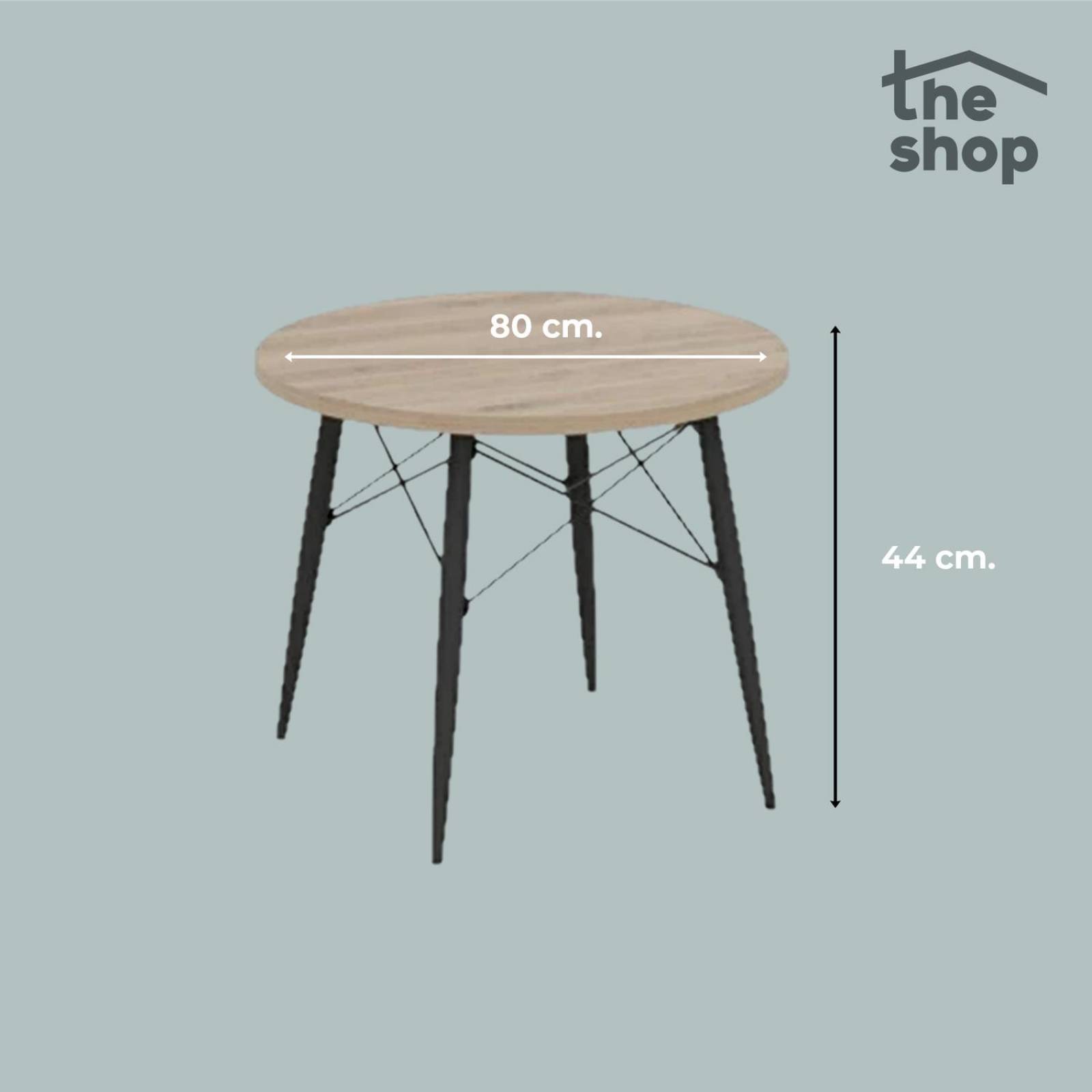 Mesa de Centro Circular The Shop, Mesa Auxiliar Tipo Eames Cafe claro Unitalla