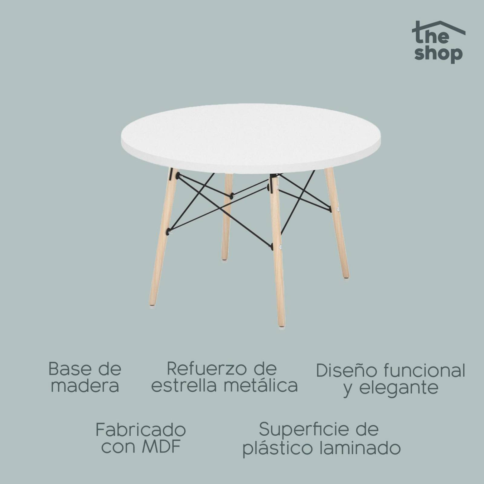 Mesa de Centro Circular The Shop, Mesa Auxiliar Tipo Eames Blanco