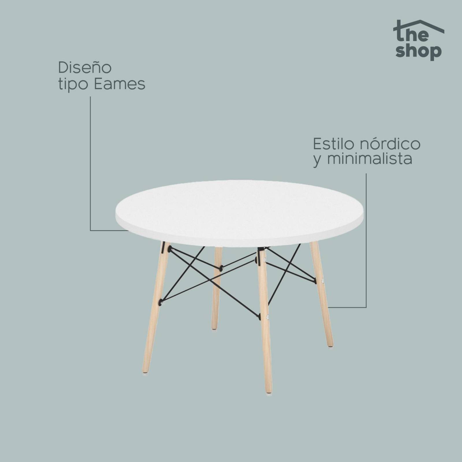 Mesa de Centro Circular The Shop, Mesa Auxiliar Tipo Eames Blanco