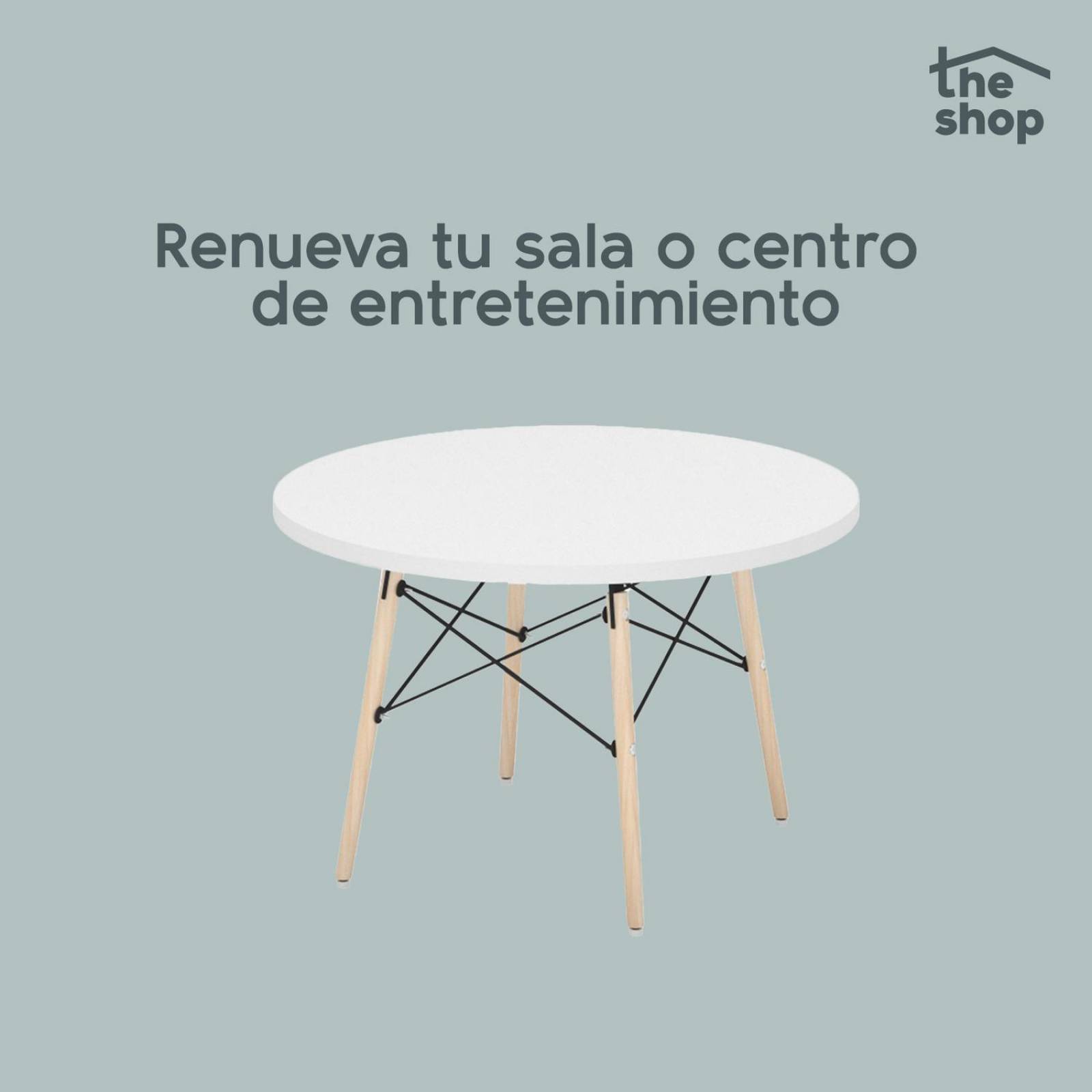 Mesa de Centro Circular The Shop, Mesa Auxiliar Tipo Eames Blanco