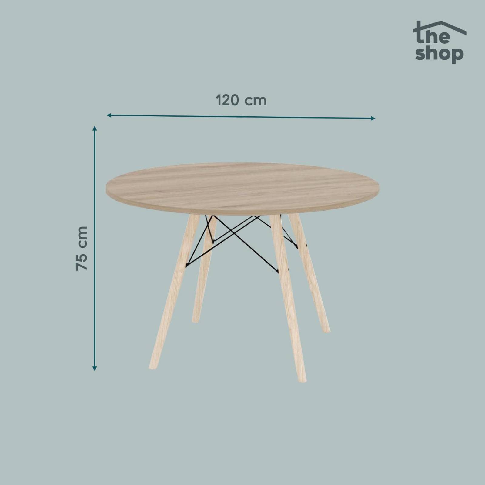 Mesa de Comedor Circular The Shop, Base Madera Tipo Eames Café 2