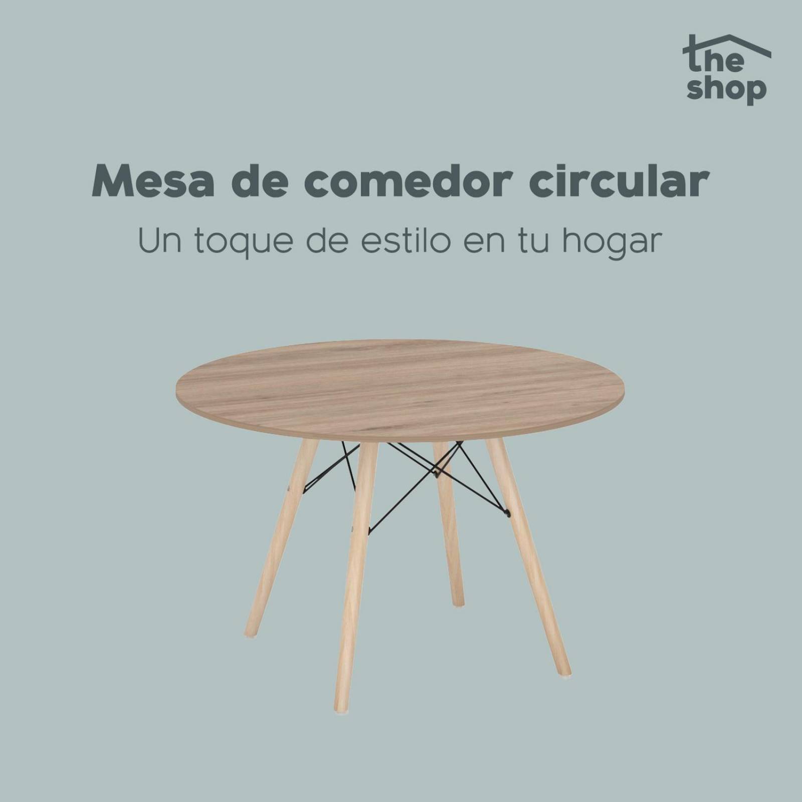 Mesa de Comedor Circular The Shop, Base Madera Tipo Eames Café 2