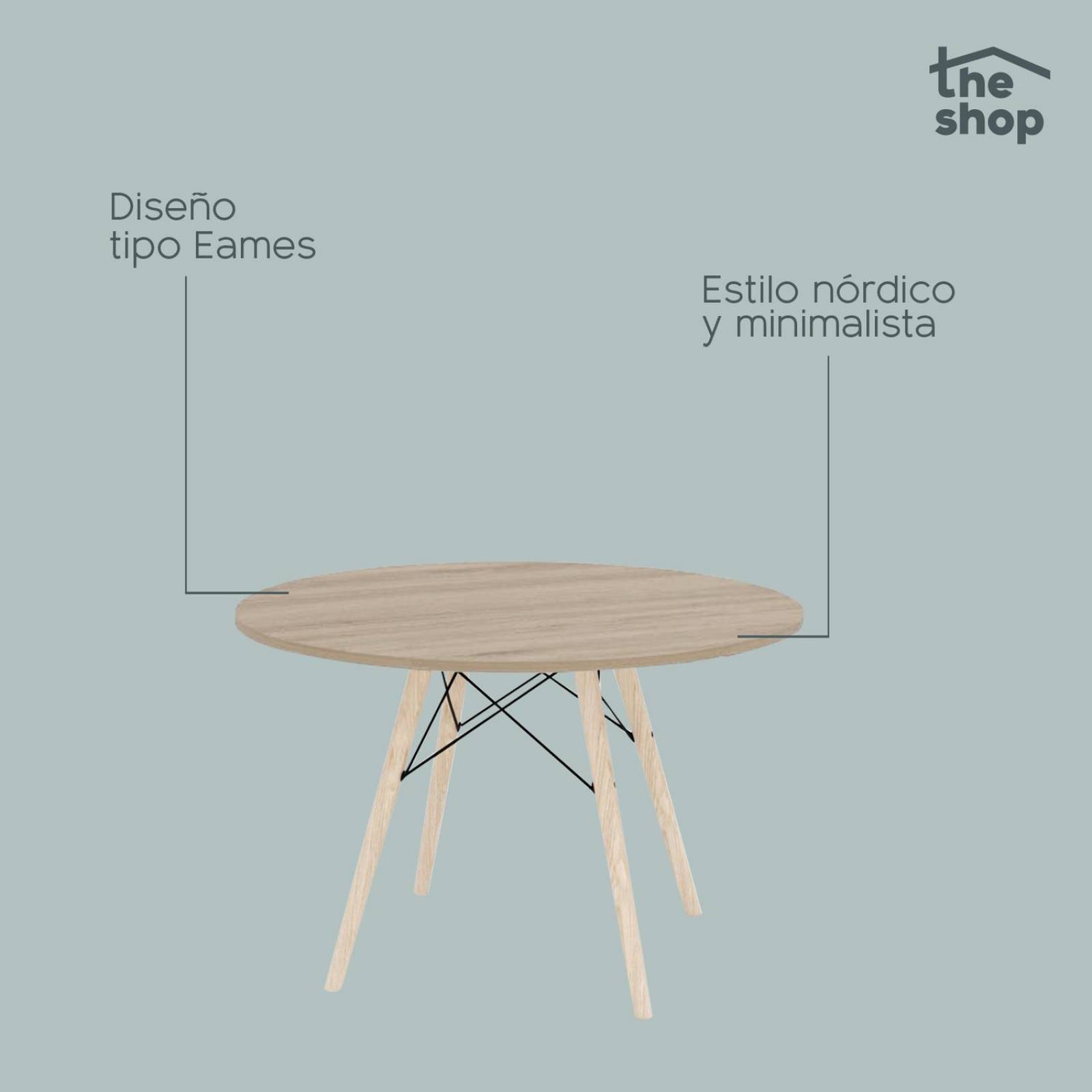 Mesa de Comedor Circular The Shop, Base Madera Tipo Eames Café 2