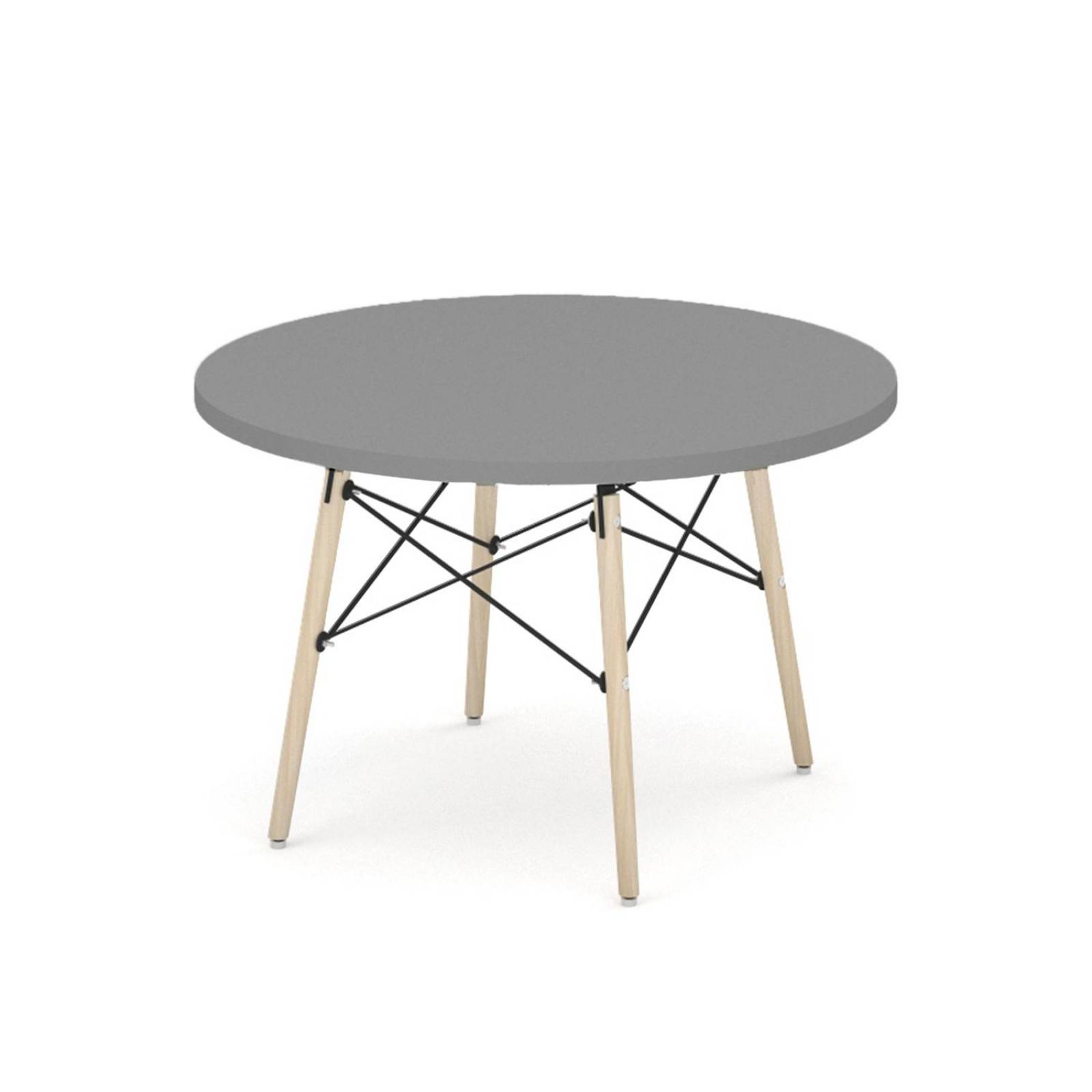 Mesa de Comedor Circular The Shop, Base Madera Tipo Eames Gris