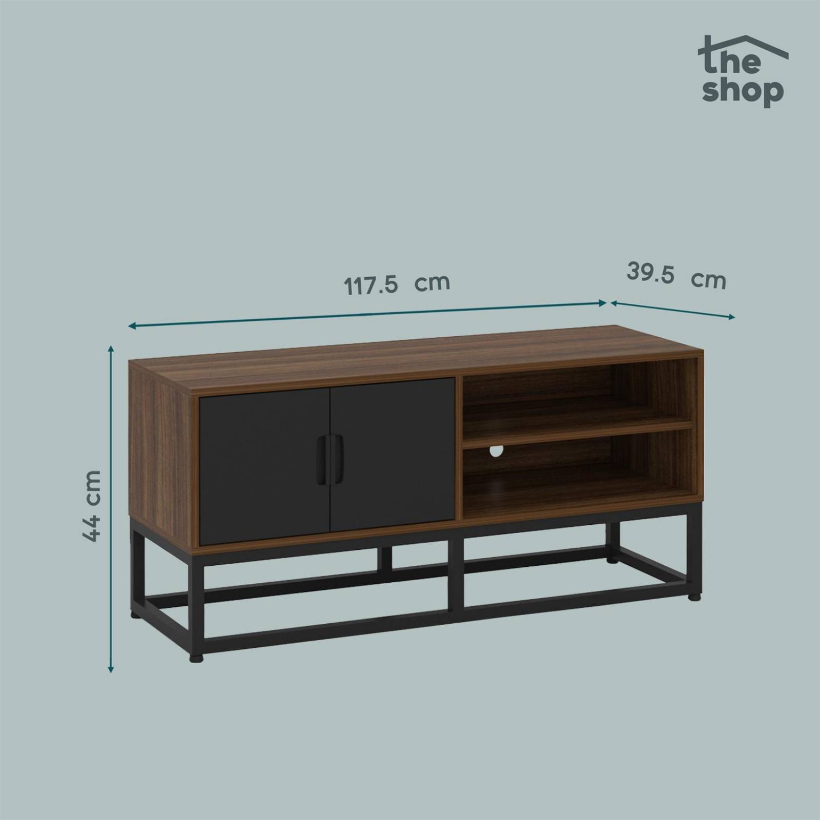 Mueble para TV Moderno The Shop, 2 Puertas y Entrepaños Café 2