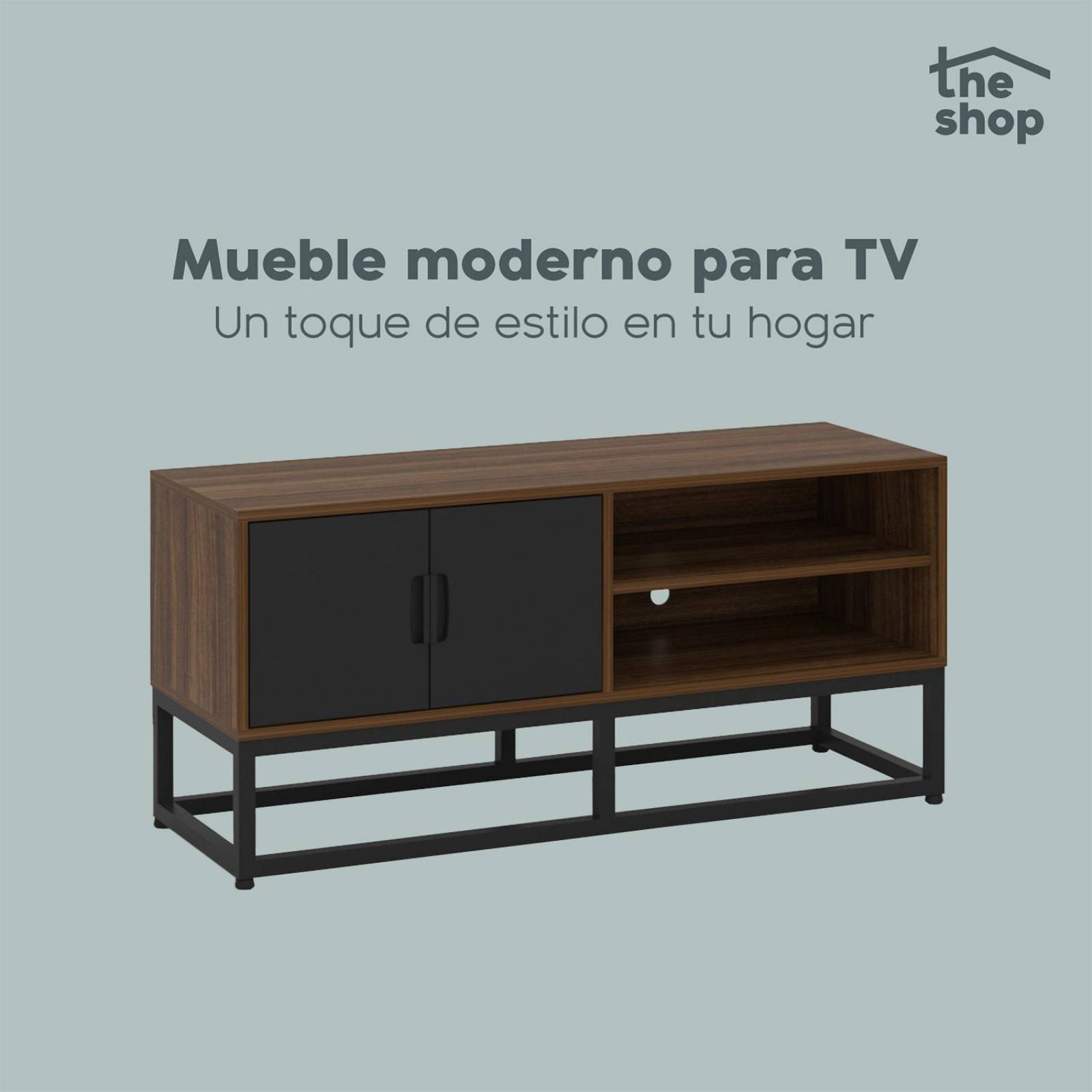 Mueble para TV Moderno The Shop, 2 Puertas y Entrepaños Café 2