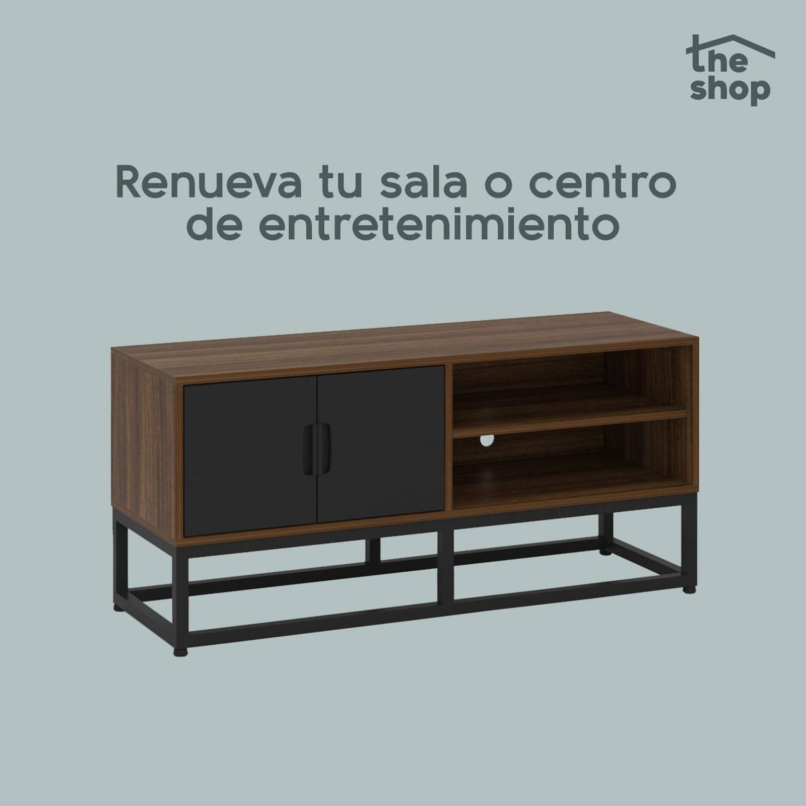 Mueble para TV Moderno The Shop, 2 Puertas y Entrepaños Café 2