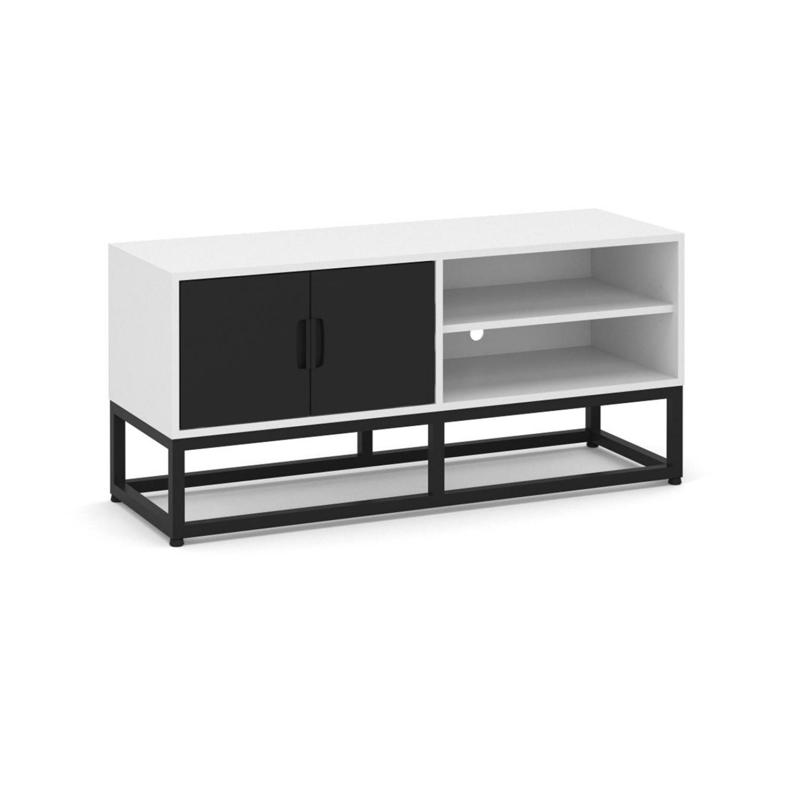 Mueble para TV Moderno The Shop, 2 Puertas y Entrepaños Blanco