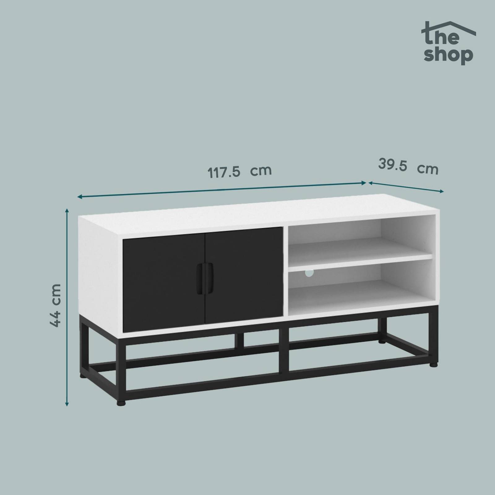 Mueble para TV Moderno The Shop, 2 Puertas y Entrepaños Blanco