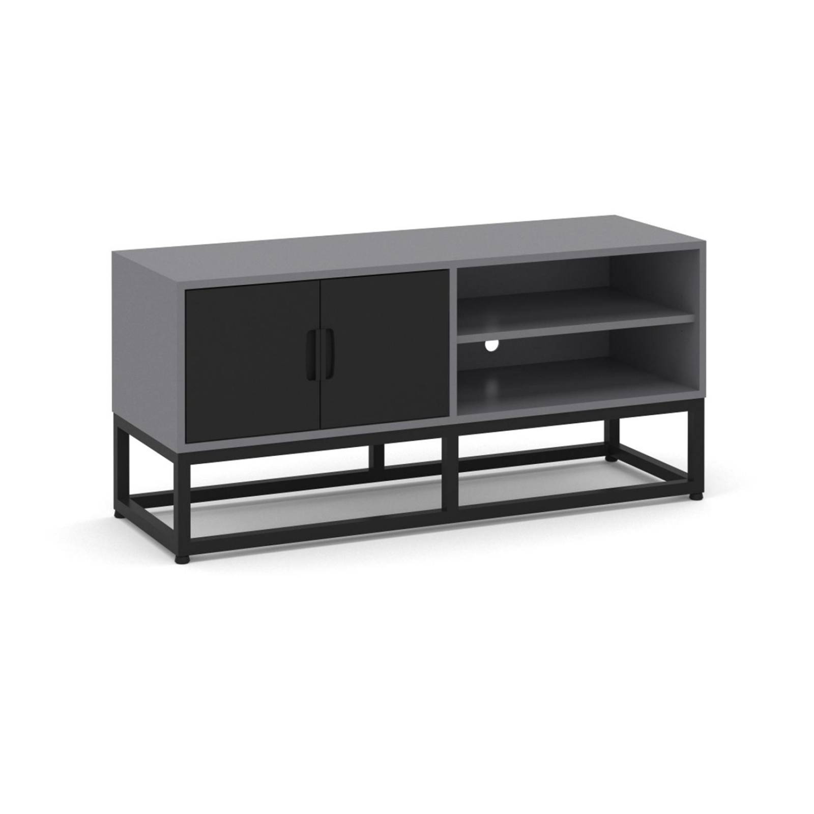 Mueble para TV Moderno The Shop, 2 Puertas y Entrepaños Gris oscuro