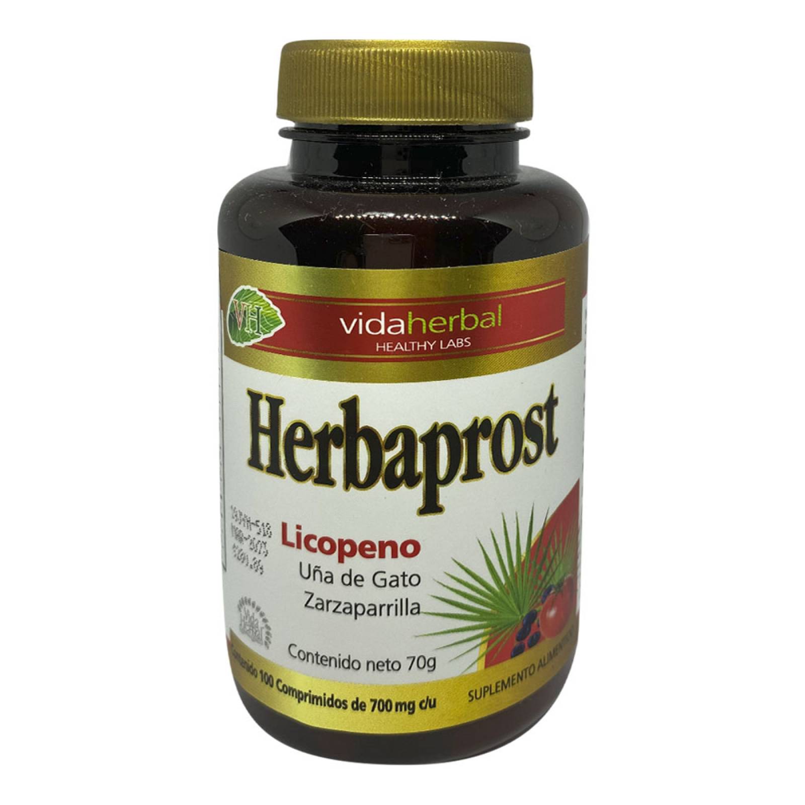 HERBAPROST C/100 TABS Licopeno, Uña de Gato, Zarzaparrilla VIDA HERBAL HPT