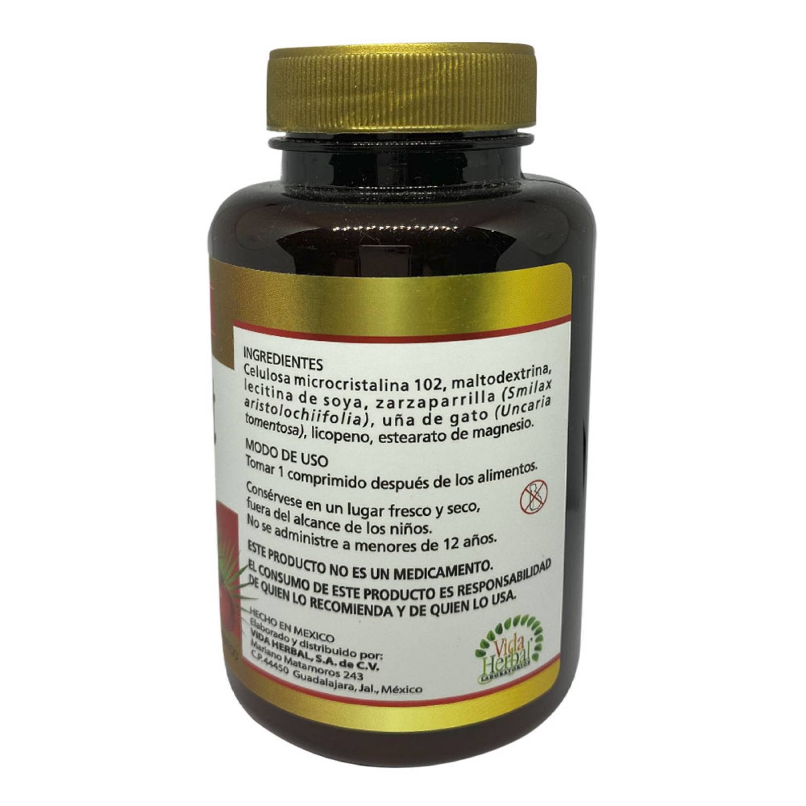 HERBAPROST C/100 TABS Licopeno, Uña de Gato, Zarzaparrilla VIDA HERBAL HPT