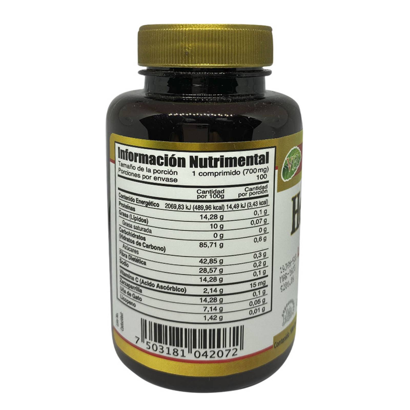 HERBAPROST C/100 TABS Licopeno, Uña de Gato, Zarzaparrilla VIDA HERBAL HPT