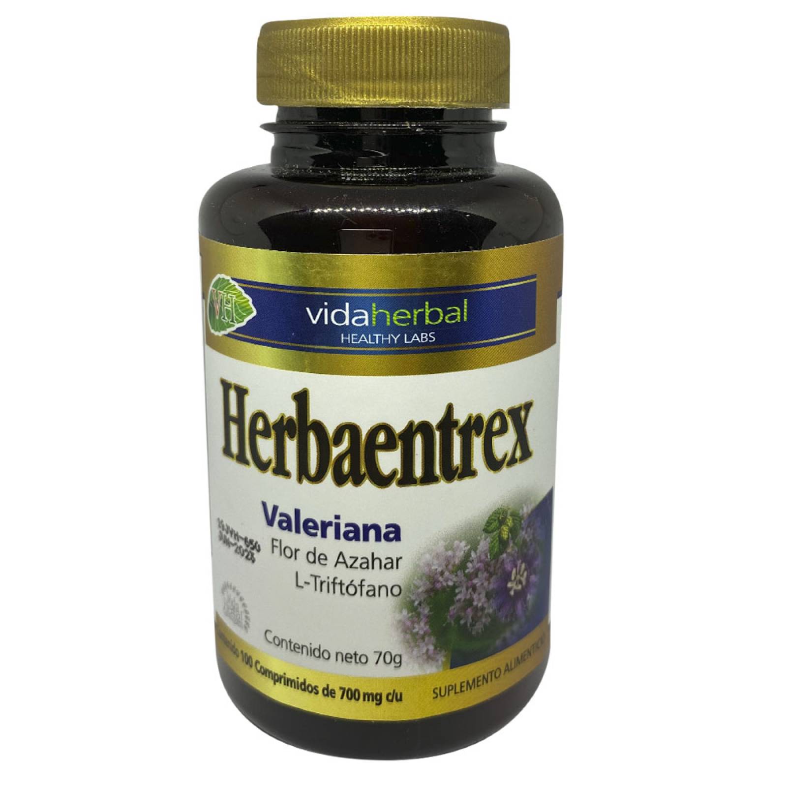 HERBAENTREX C/100 TABS Valeriana, L-triftofano, Flor de azahar VIDA HERBAL HET