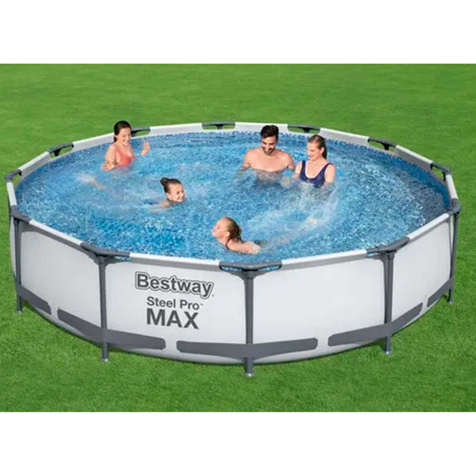 Alberca Estructural Bestway Redonda Con bomba Filtro Gris