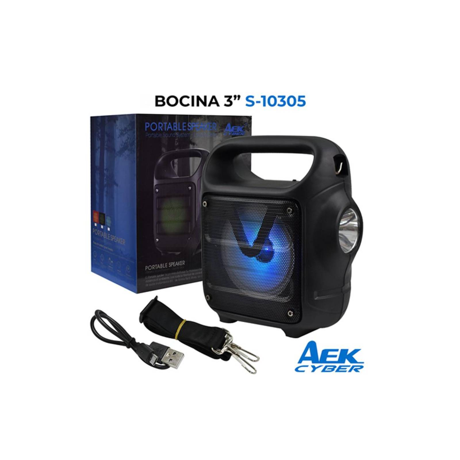Bocina 3" Bluetooth Con Lampara Led Integrada Auxiliar SD USB FM (S-10305) 