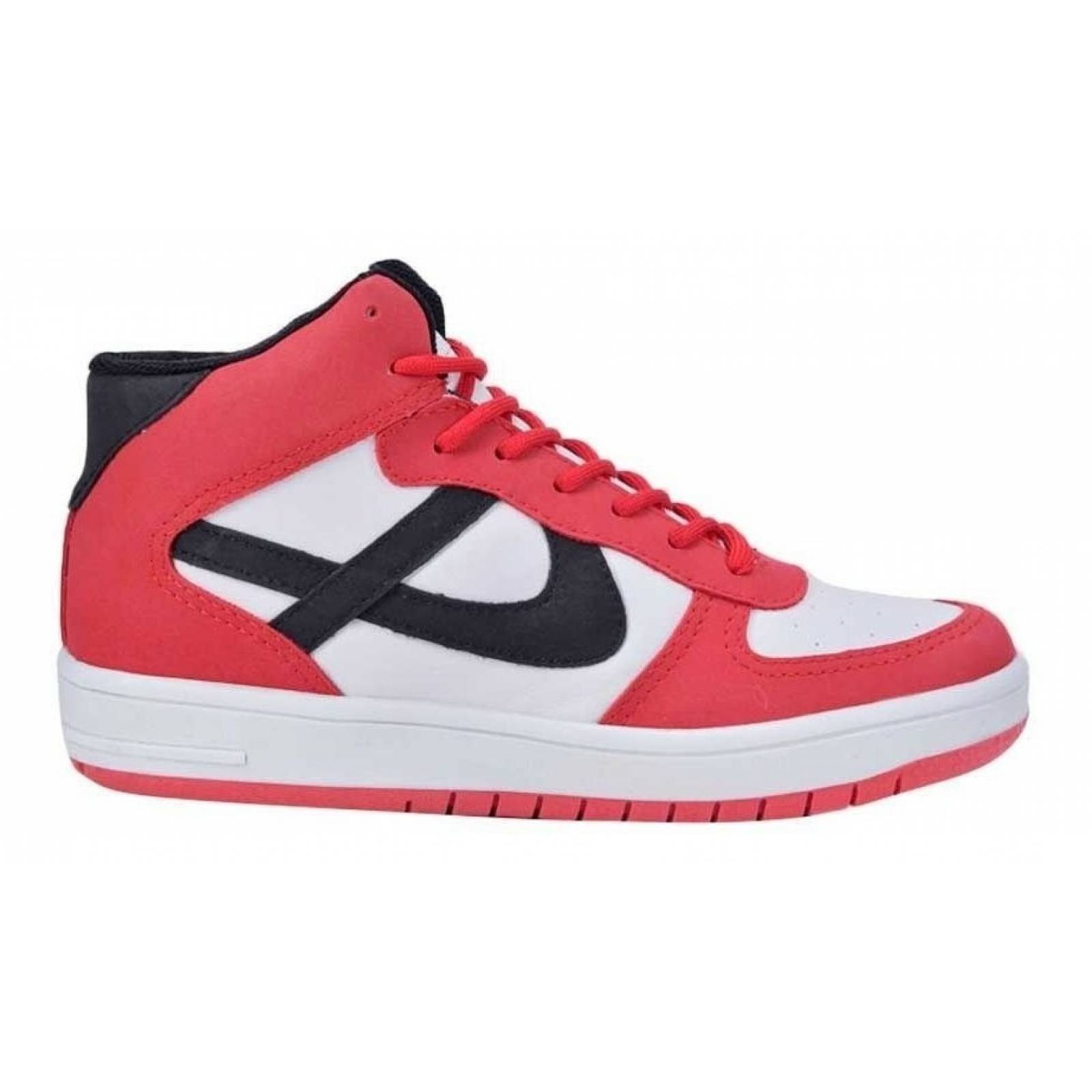 Tenis Casual Tipo Bota Panam 0614 Color Blanco/rojo De Moda