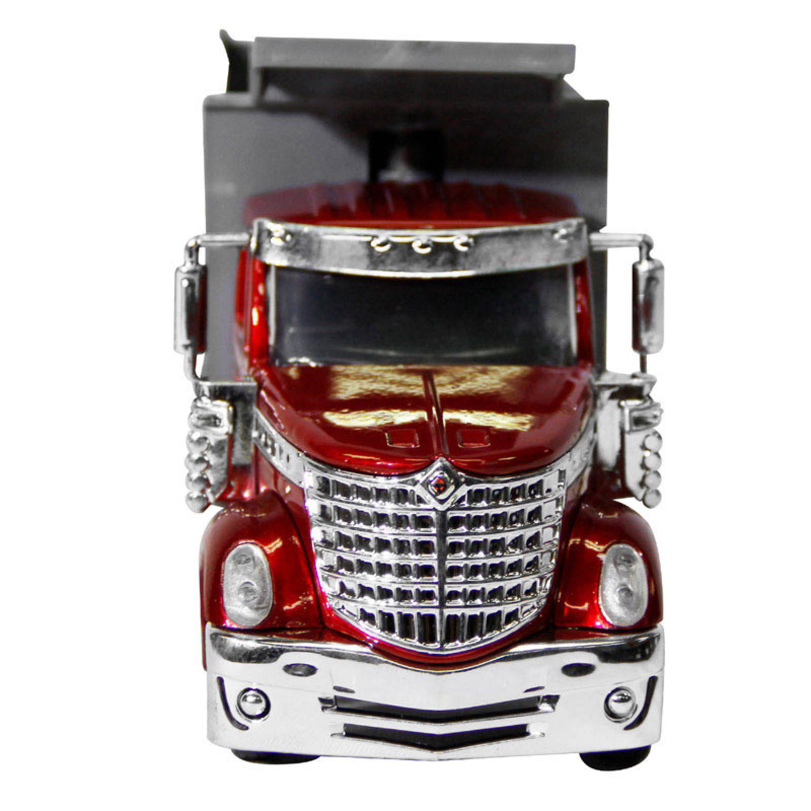 TRACTOCAMION INTERNATIONAL LONESTAR ROJO VOLTEO CON EXCAVADORA ESCALA 1:43