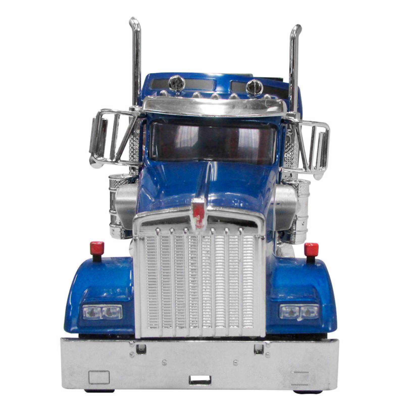 TRACTOCAMION KENWORTH W-900 AZUL CON PLATAFORMA, MONTACARGAS Y