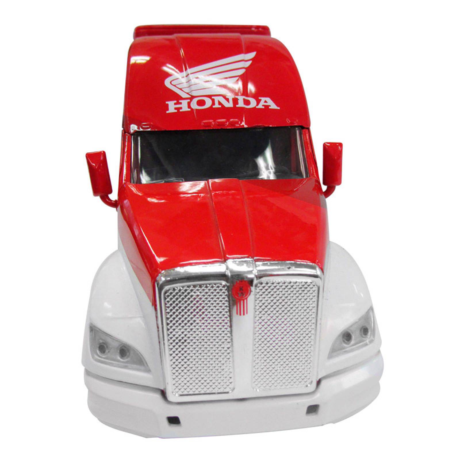 TRACTOCAMION KENWORTH T-700 ROJO/BLANCO CON REMOLQUE CAJA SECA