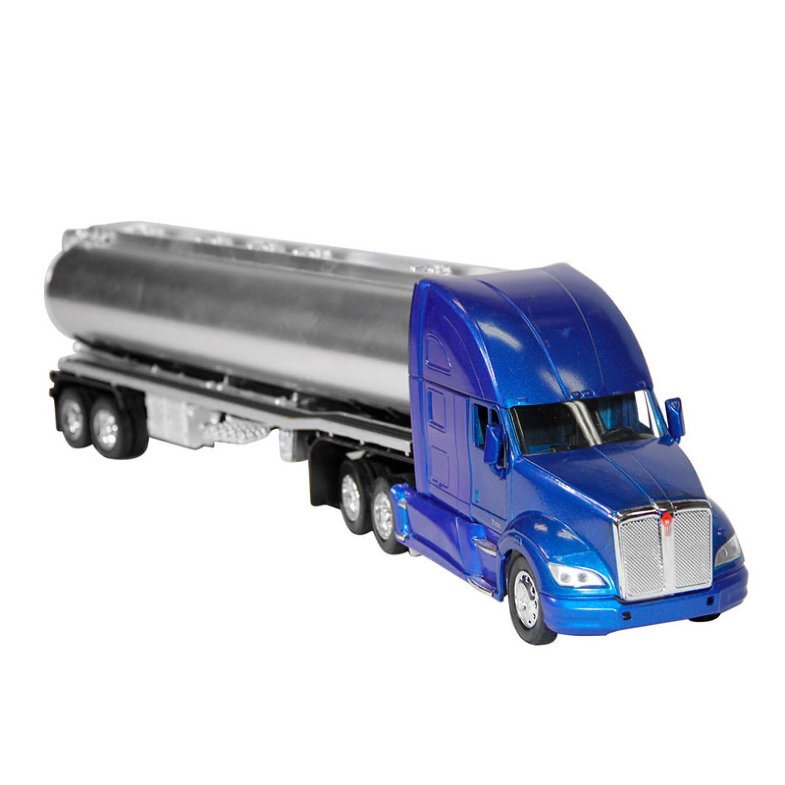 TRACTOCAMION KENWORTH T-700 AZUL CON REMOLQUE PIPA DE COMBUSTIBLE ESCALA 1:43