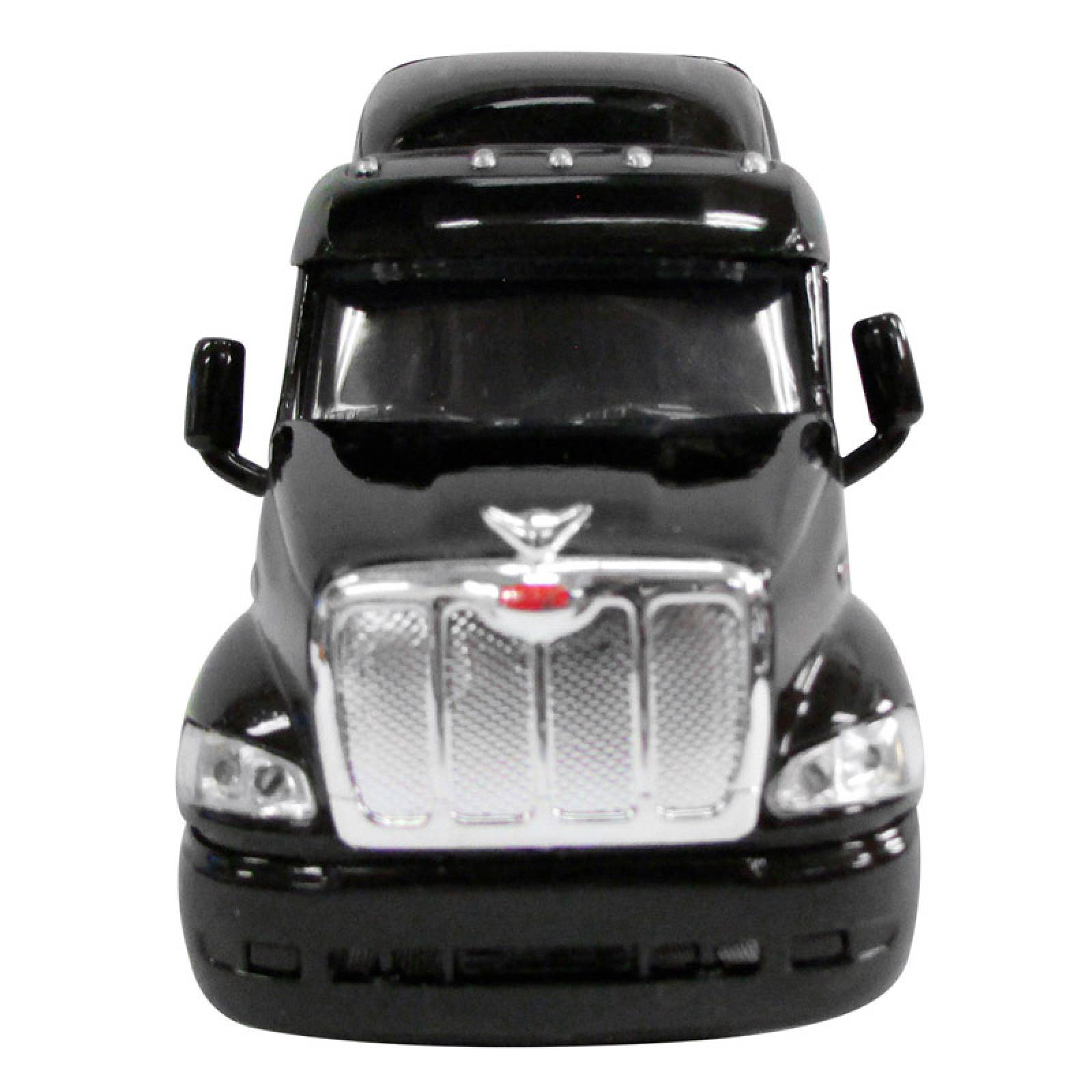 TRACTOCAMION PETERBILT 387 NEGRO CON PLATAFORMA, MONTACARGAS Y PACAS DE HENO ESCALA 1:43