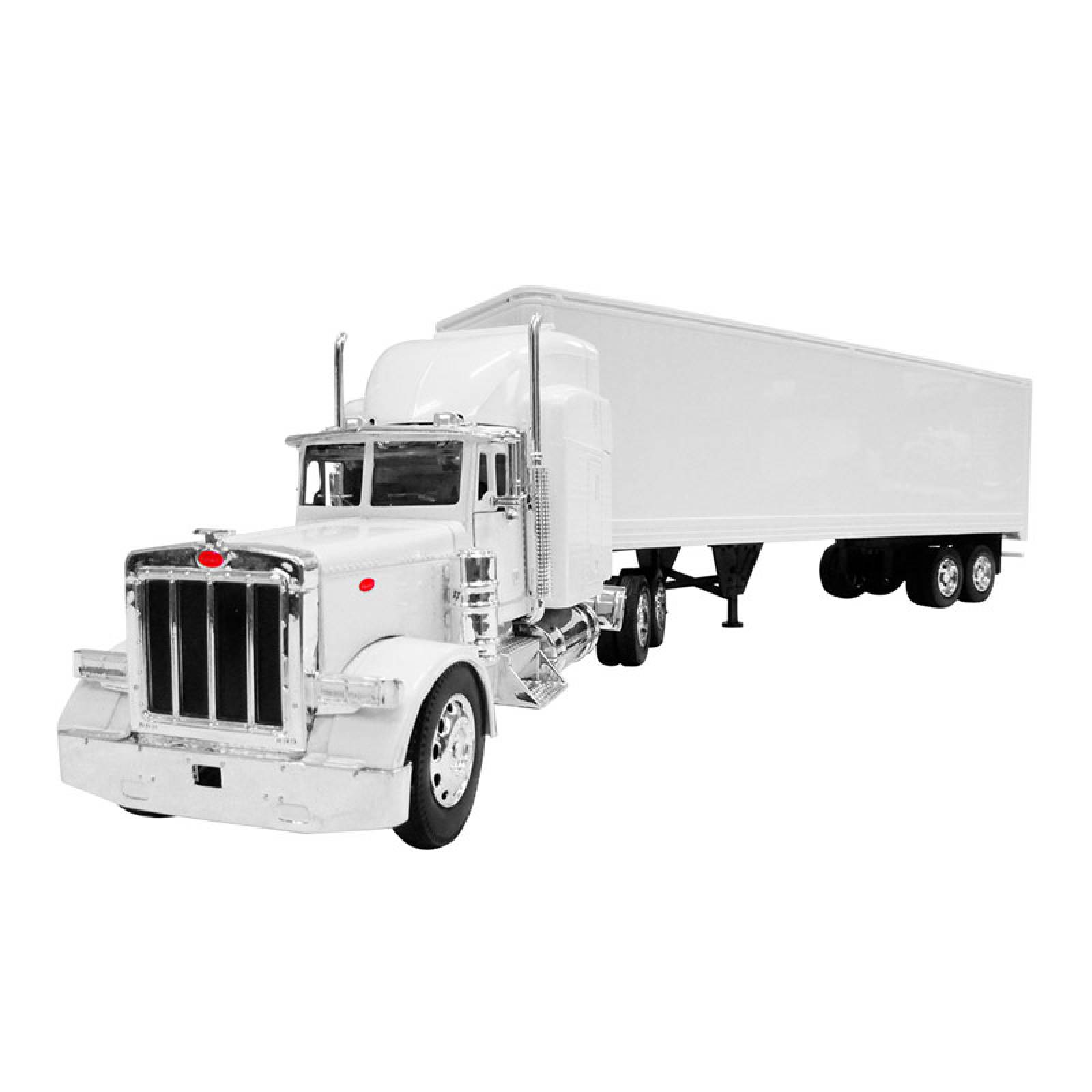 TRACTOCAMION PETERBILT 379 BLANCO CON REMOLQUE CAJA SECA ESCALA 1:32