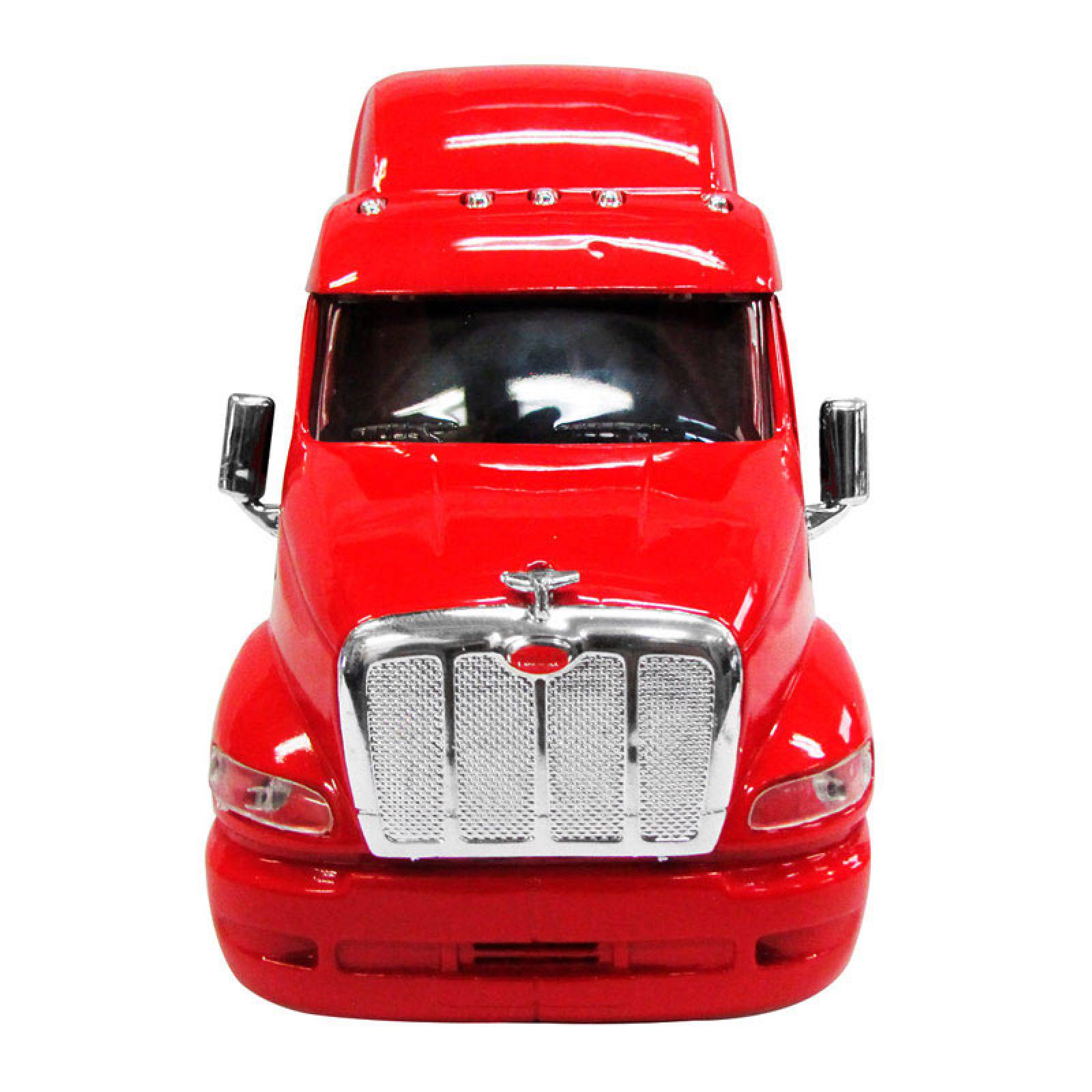 TRACTOCAMION PETERBILT 387 ROJO CON PLATAFORMA Y DOS TRACTORES ESCALA 1:32
